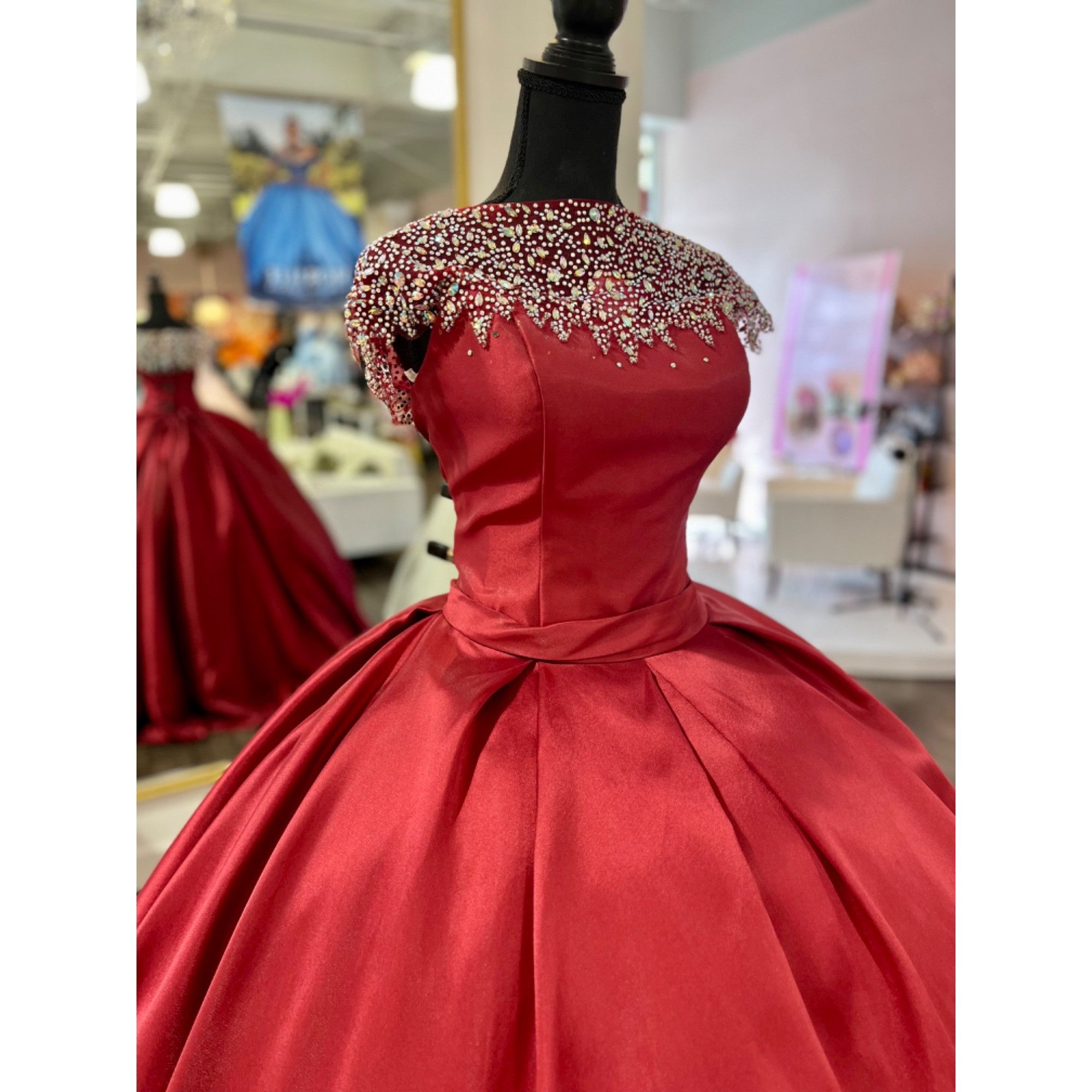 Other House of Wu Lace-up Ballgown 12 Wine Mikado Fabric Size XL / US 12-14 / IT 48-50 - 2 Thumbnail