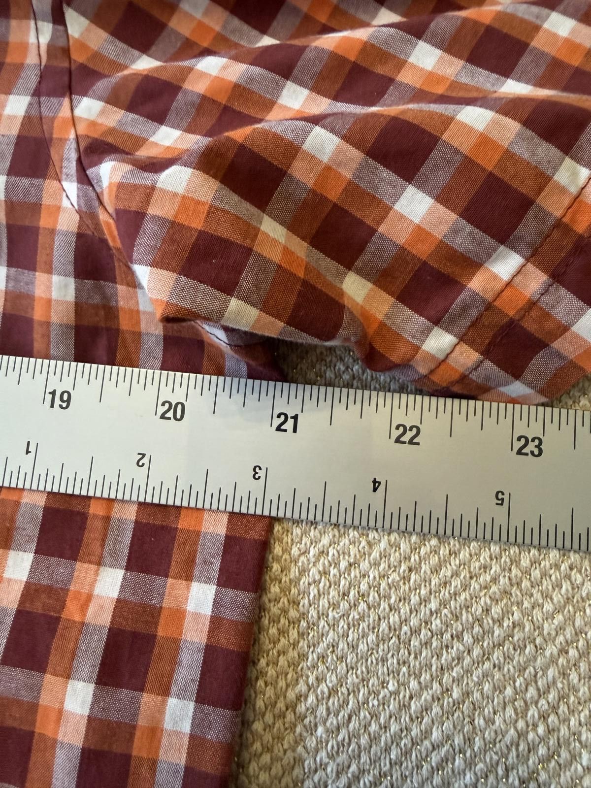 Ben Sherman Ben Sherman Orange and Burgundy Plaid Short Sleeve Button-Up Size US M / EU 48-50 / 2 - 4 Thumbnail