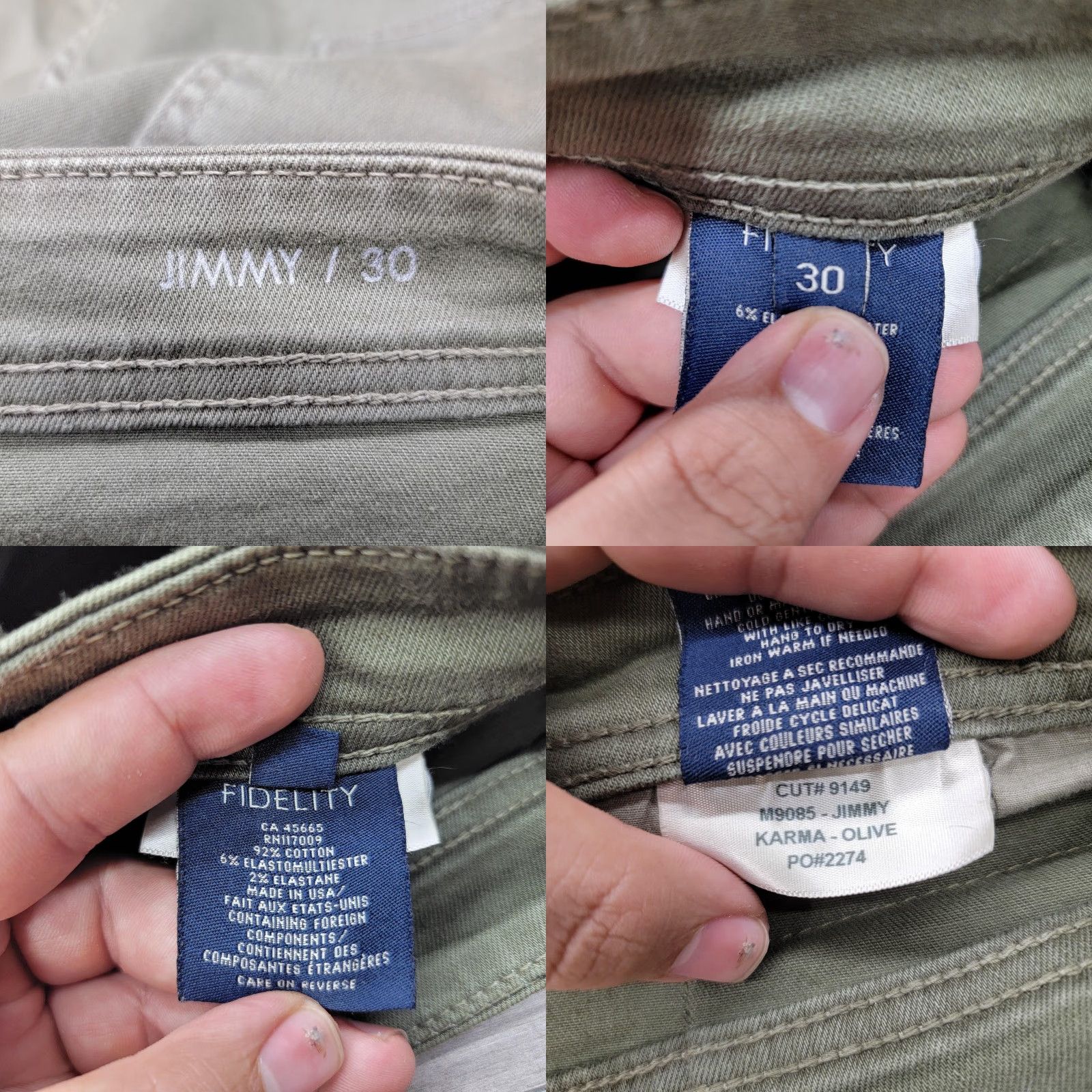 Vintage Fidelity Denim Jeans Mens 30 Slim Straight Karma Olive Jimmy Zip Fly 5-Pocket Made USA Mens Size US 30 / EU 46 - 9 Thumbnail
