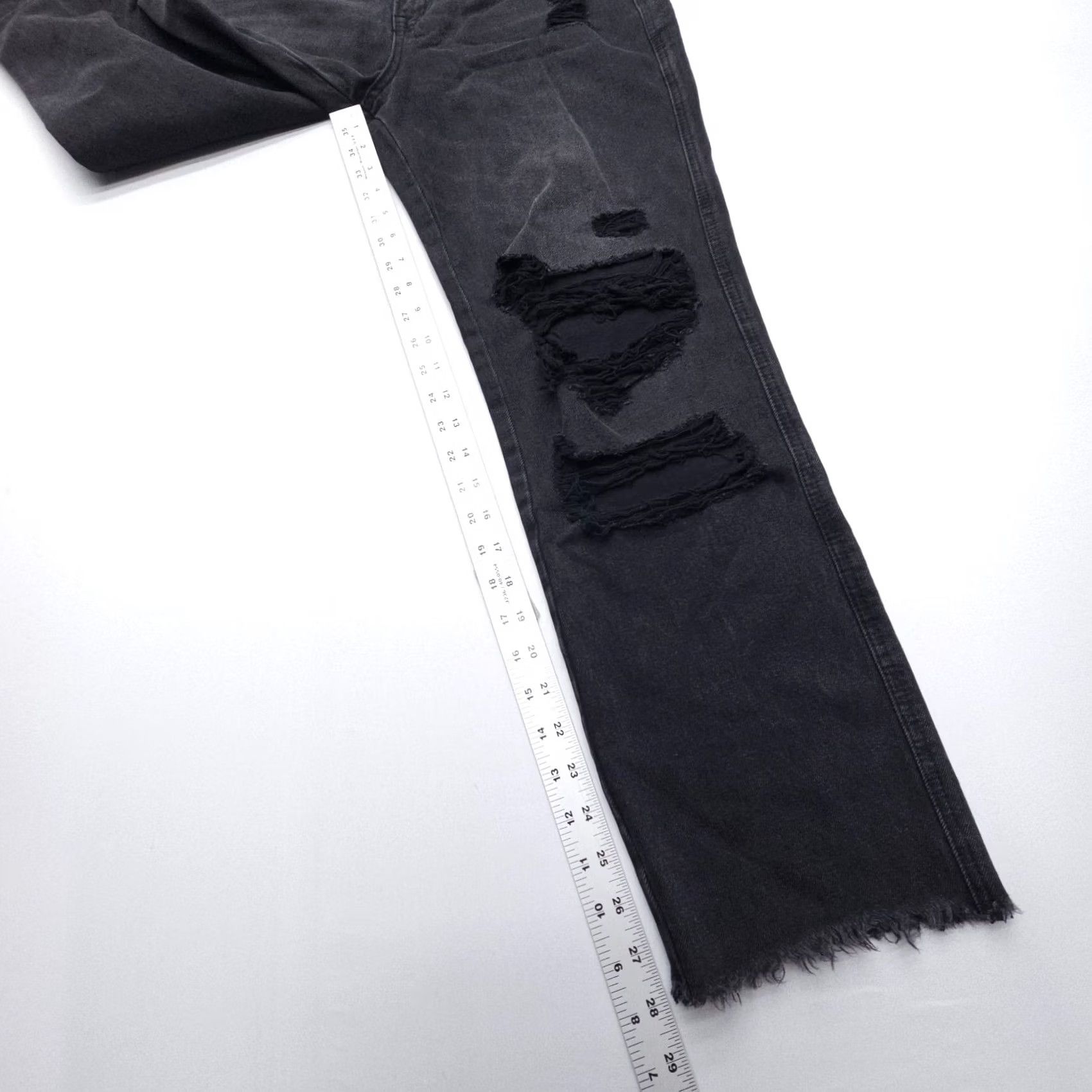 Vintage Flying Monkey Black Label Hgh Rise Straight Jeans Womens 29 x 28 Distressed NWT Size 29" - 6 Thumbnail