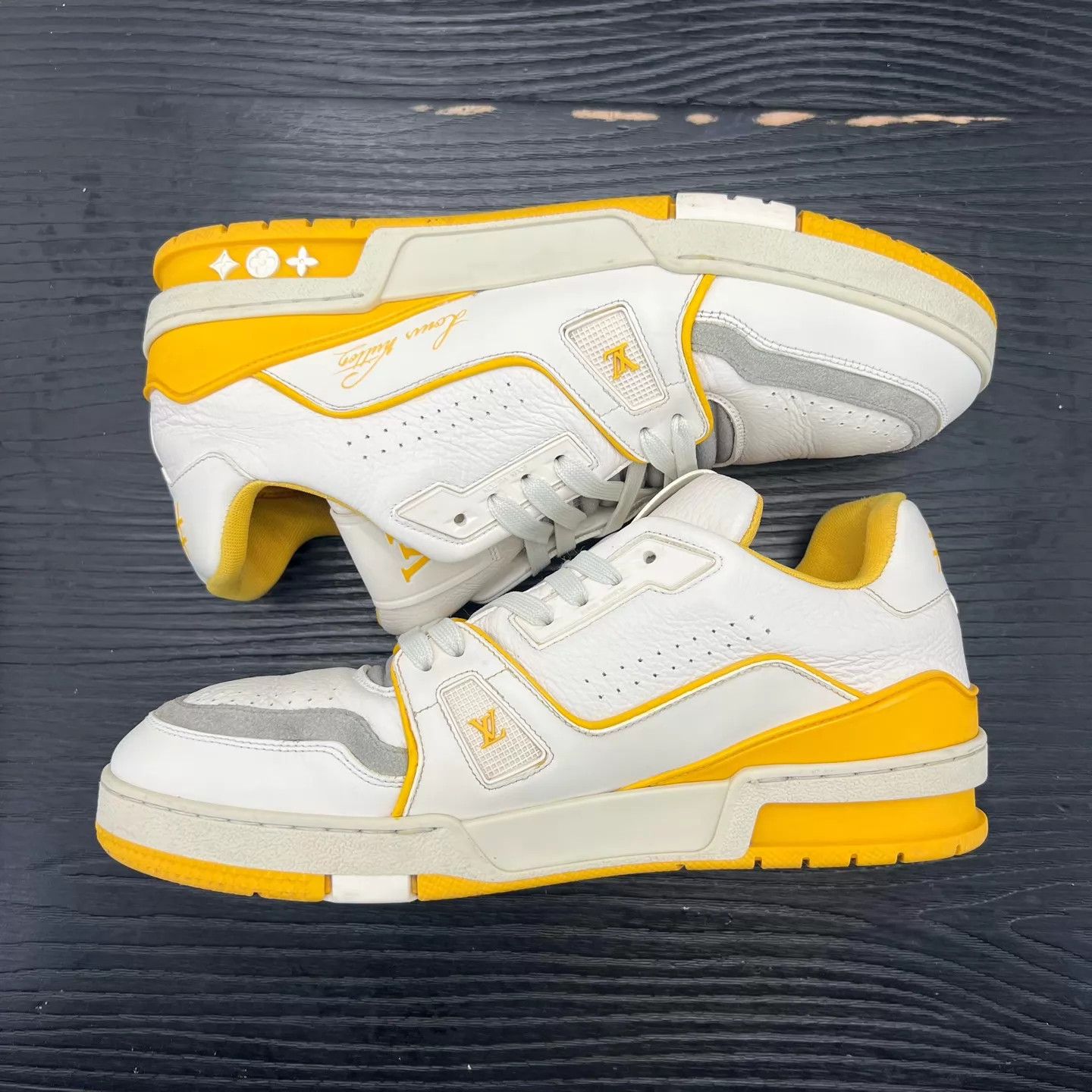 Louis Vuitton LV Trainer White & Yellow 7 / 41 Near New Size US 8 / EU 41 - 2 Thumbnail