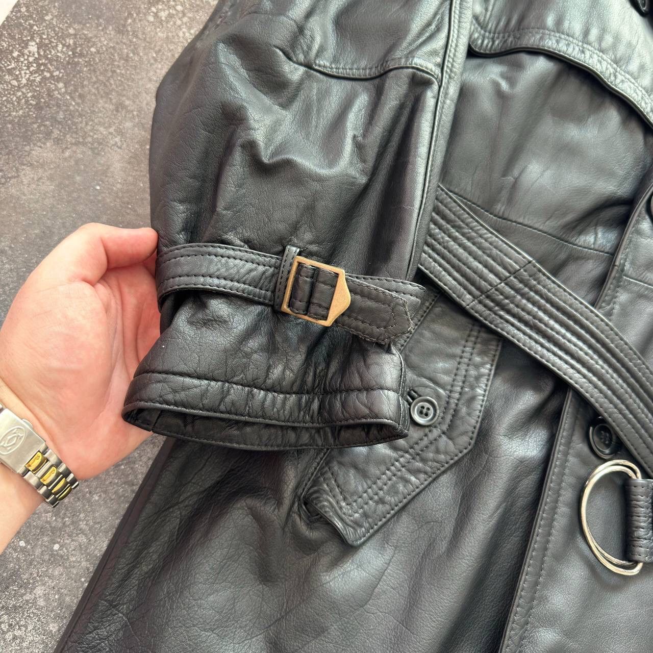Other 90s Matrix Style Vintage Belted Leather Trench Coat Jacket Size US L / EU 52-54 / 3 - 6 Thumbnail