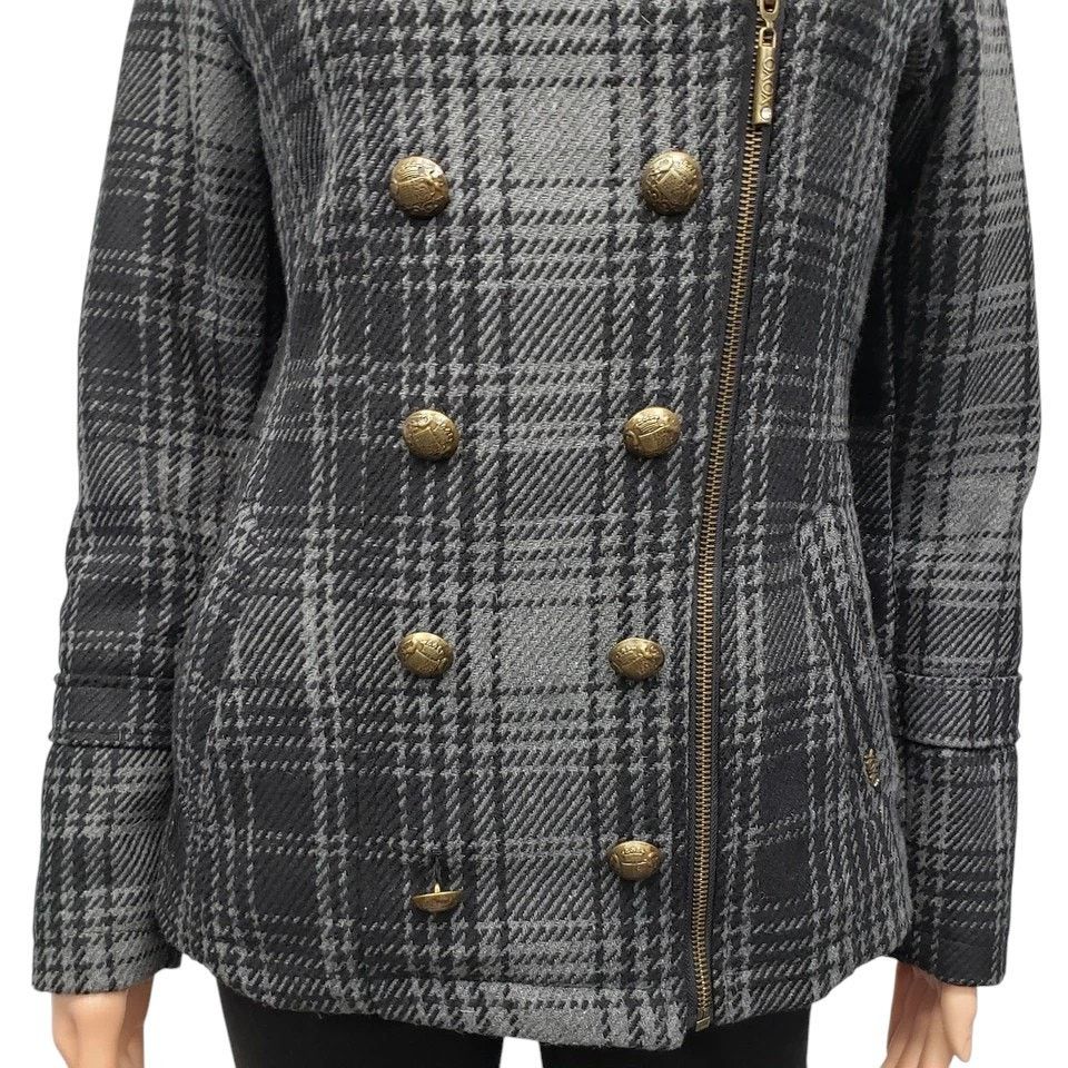 XOXO XOXO Faux Double Breast Asymmetrical zip Plaid Wool Jacket S Size S / US 4 / IT 40 - 5 Thumbnail