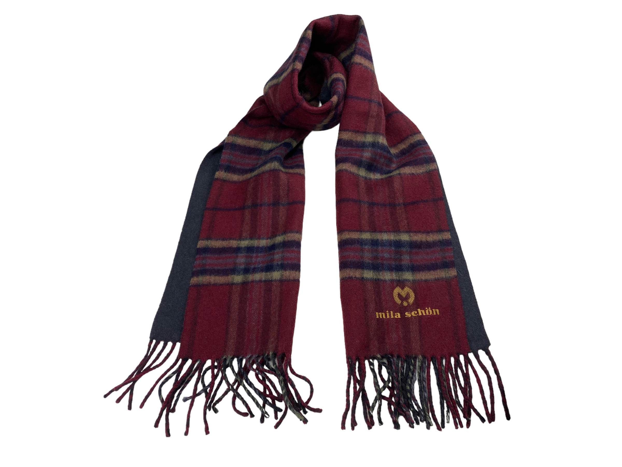 Mila Schon Vintage Mila Schön Checkered Wool-Blend Scarf Luxury Wrap Size ONE SIZE - 1 Thumbnail