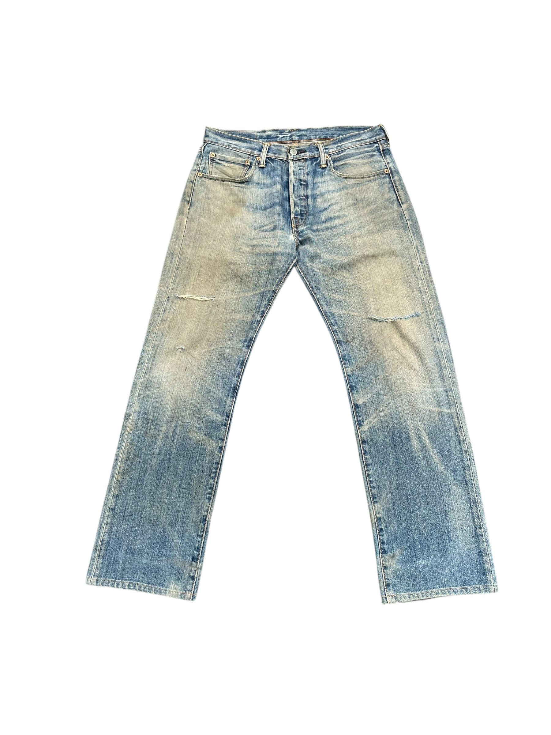 Levis 501 Faded Distresed Denim