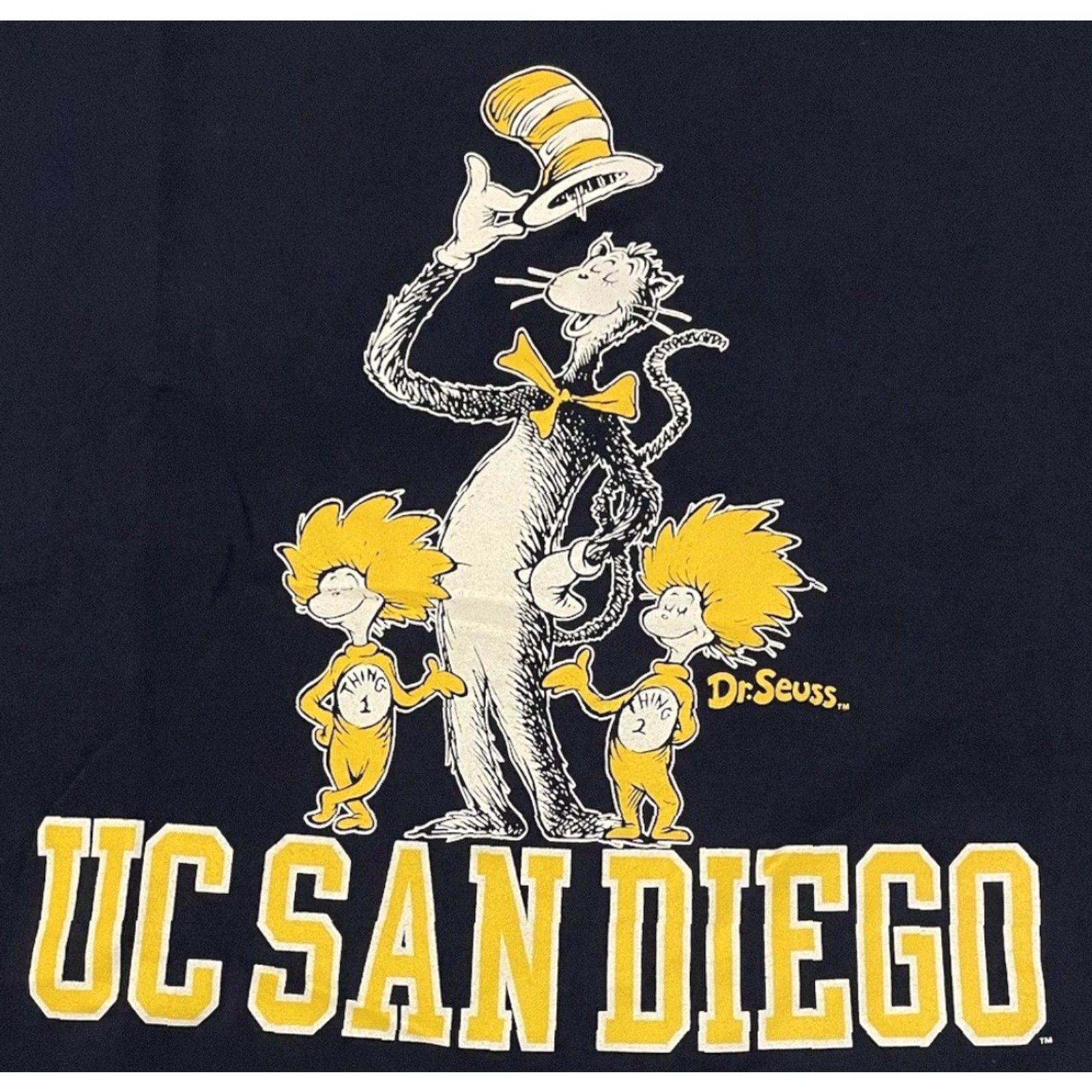Vintage VINTAGE University UCSD Dr Seuss Cat In The Hat Shirt XL Blue College Graphic Tee Men Short Sleeve Crew Neck 90s California USA Universities Boys Mens Size US XL / EU 56 / 4 - 2 Thumbnail