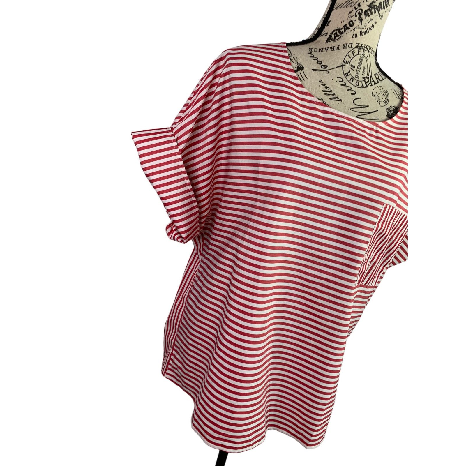 Public School Public School New York Women's Sz 4 Blouse White-Red Striped Size S / US 4 / IT 40 - 3 Thumbnail