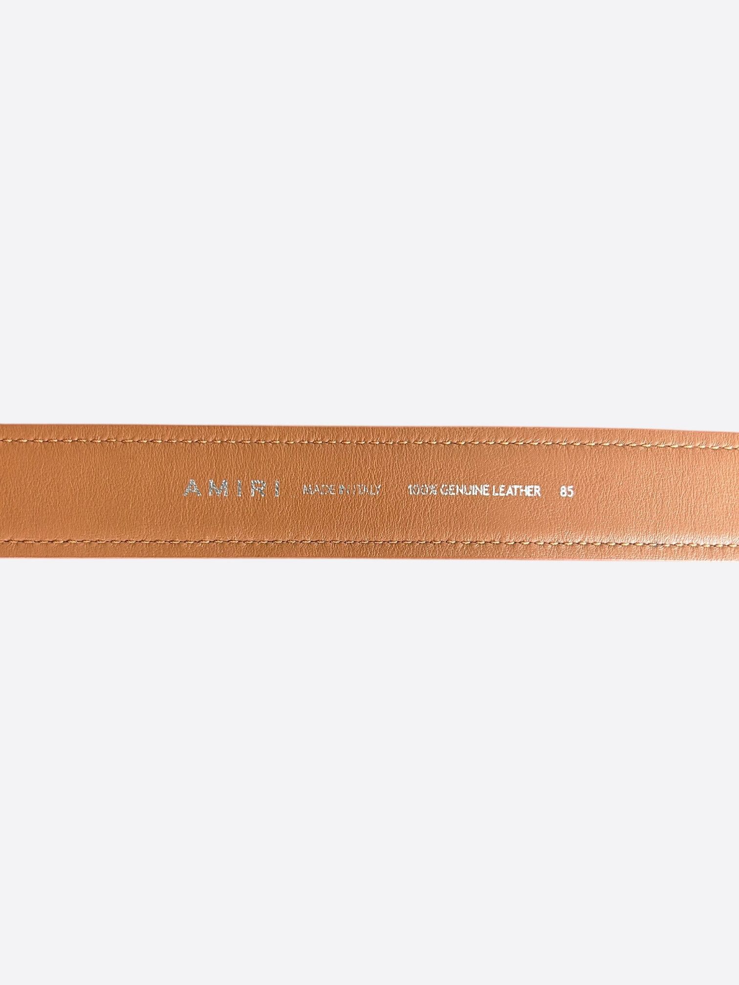 Amiri Amiri Brown MA Logo Leather Belt Size 34 - 3 Thumbnail