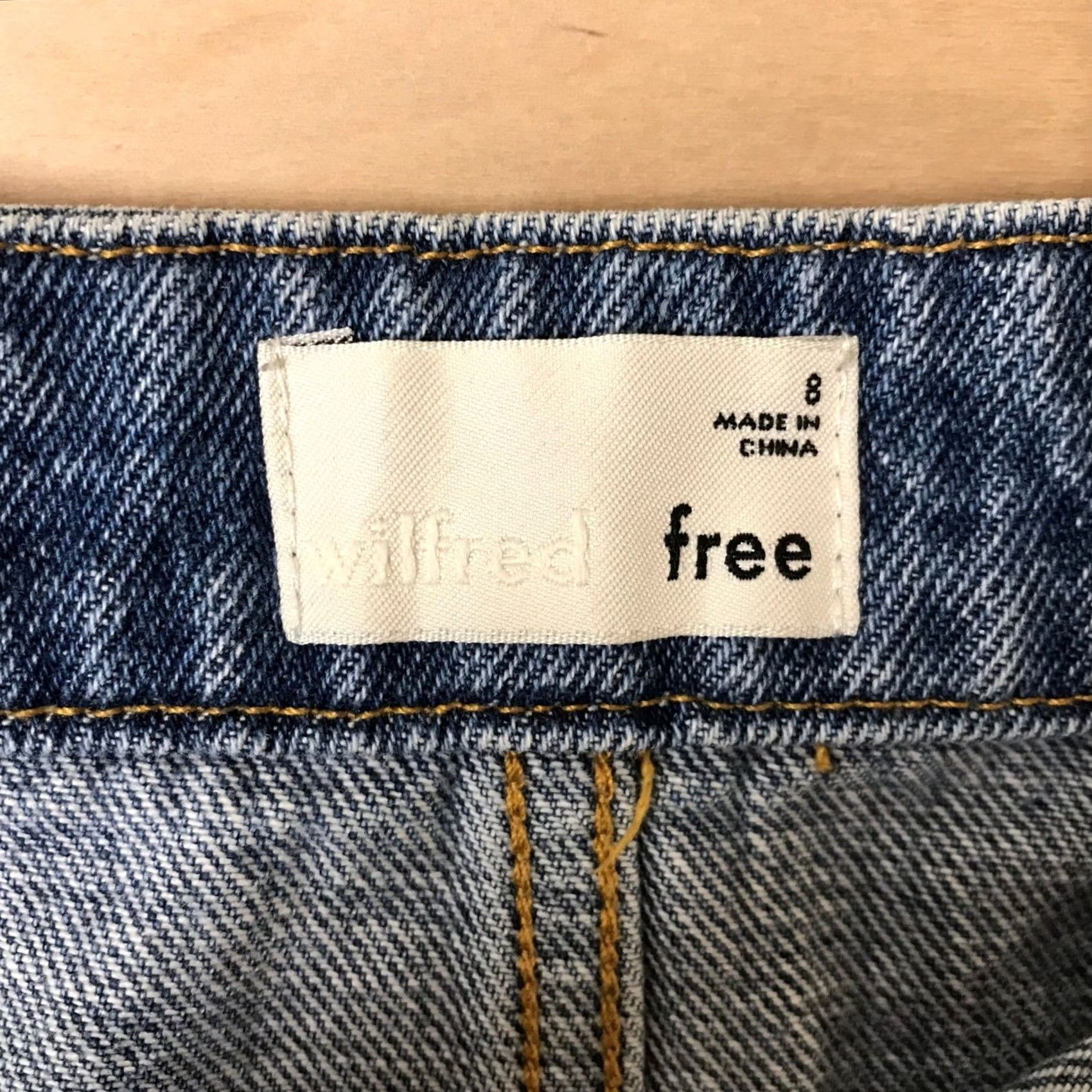 Vintage Wilfred Free Denim Mini Skirt Sz 8 High Waisted Side Zip Medium Wash A-Line Size 30" / US 8 / IT 44 - 7 Thumbnail