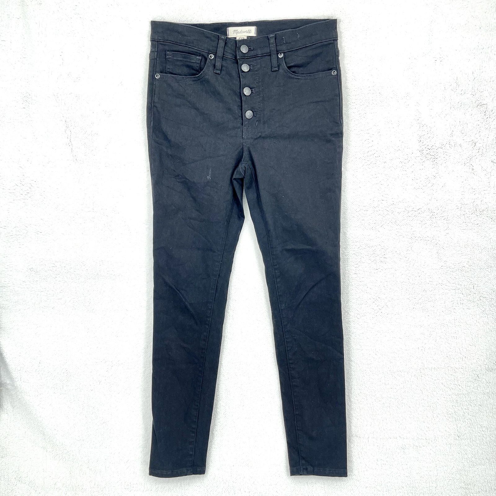 Madewell Madewell Button Fly 9" Mid-Rise Skinny Black Casual Jeans 27 Size 27" / US 4 / IT 40 - 2 Thumbnail