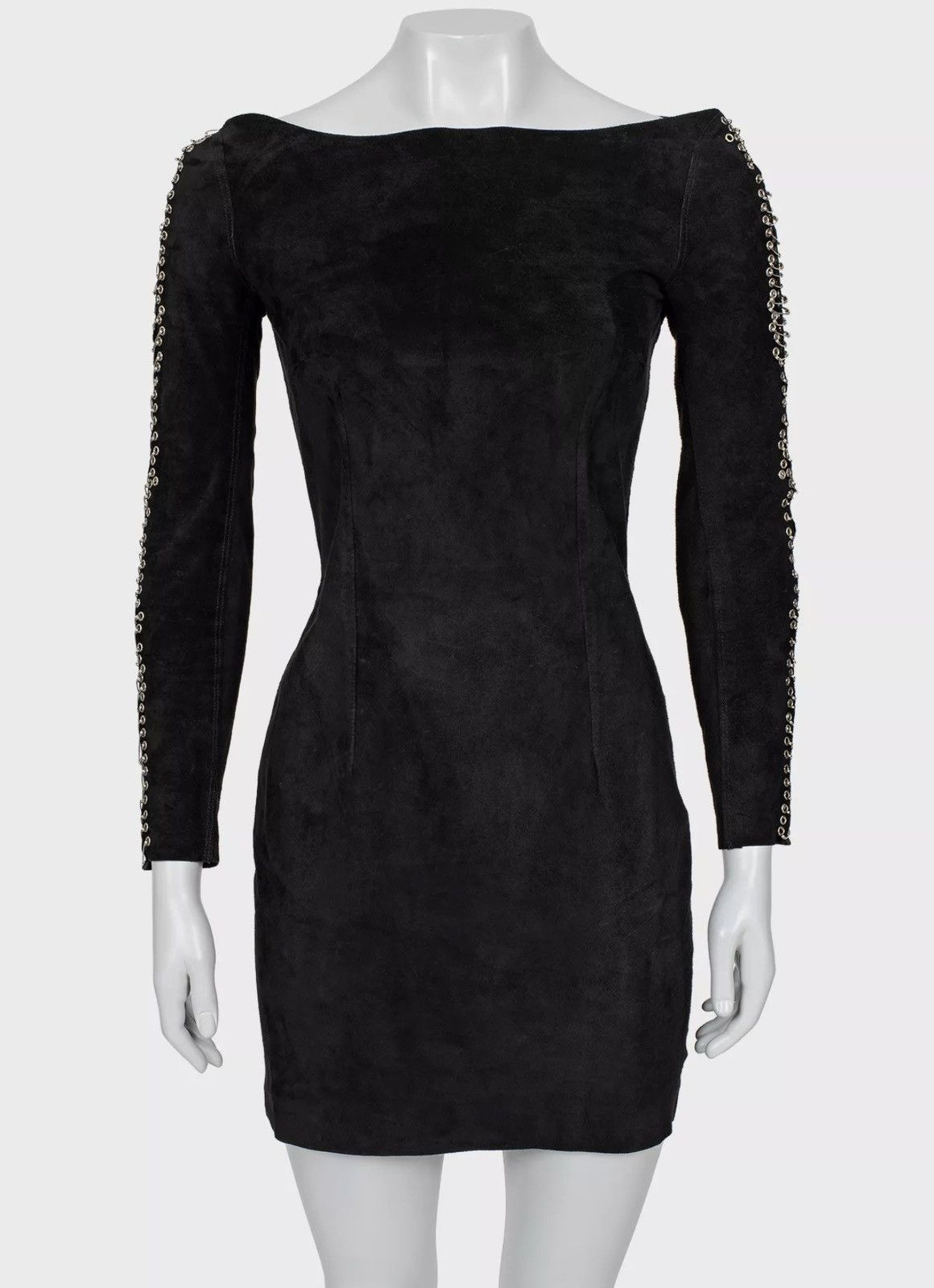 Balmain BALMAIN Decarnin SS2011 Safety Pin Suede Dress Leather Black Size S / US 4 / IT 40 - 4 Thumbnail