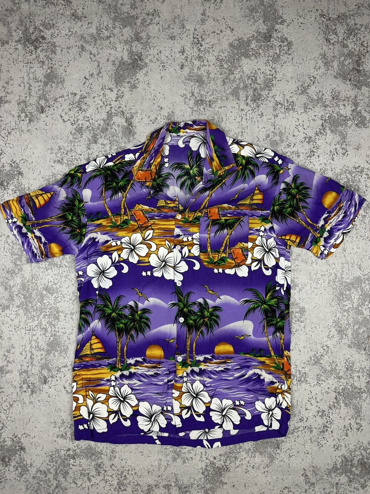 Japanese Brand Vintage Hawaiian Shirt Purple Sunset Island Vibes Size US M / EU 48-50 / 2 - 1 Thumbnail