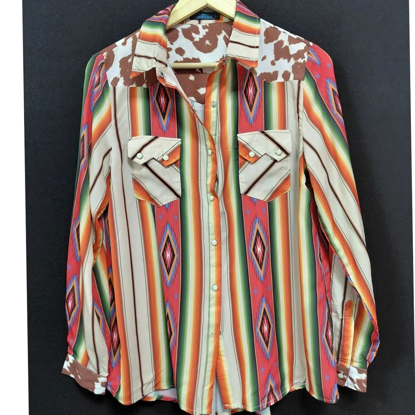Express Fashion Express Striped Button-Up Shirt Multicolor Long Sleeve Collared Size L Women Size L / US 10 / IT 46 - 2 Thumbnail