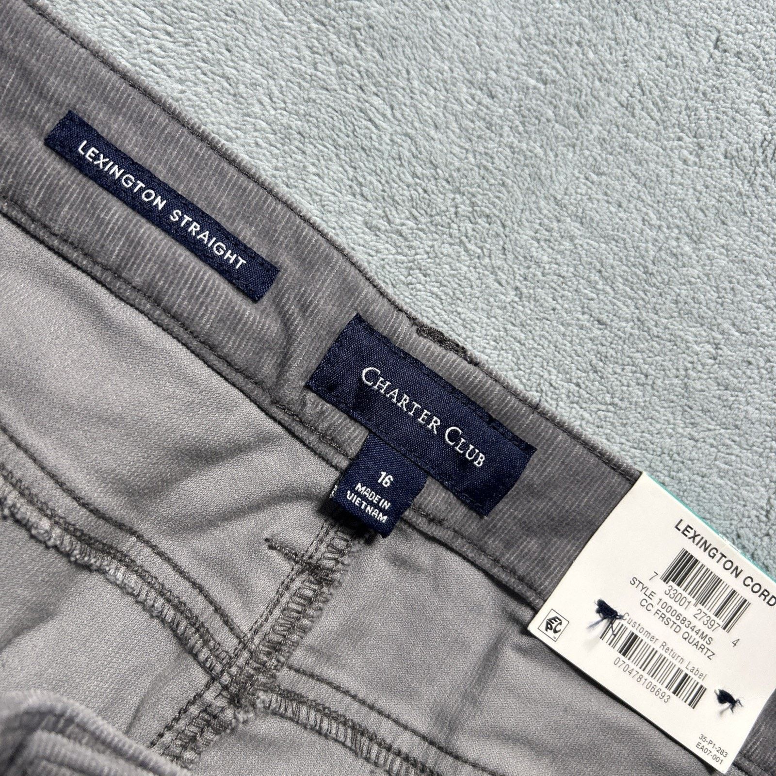 Charter Club Corduroy Loose Straight Pants Women Sz 16 36x30 Wide Gray Size 38" / US 16 / IT 52 - 6 Thumbnail