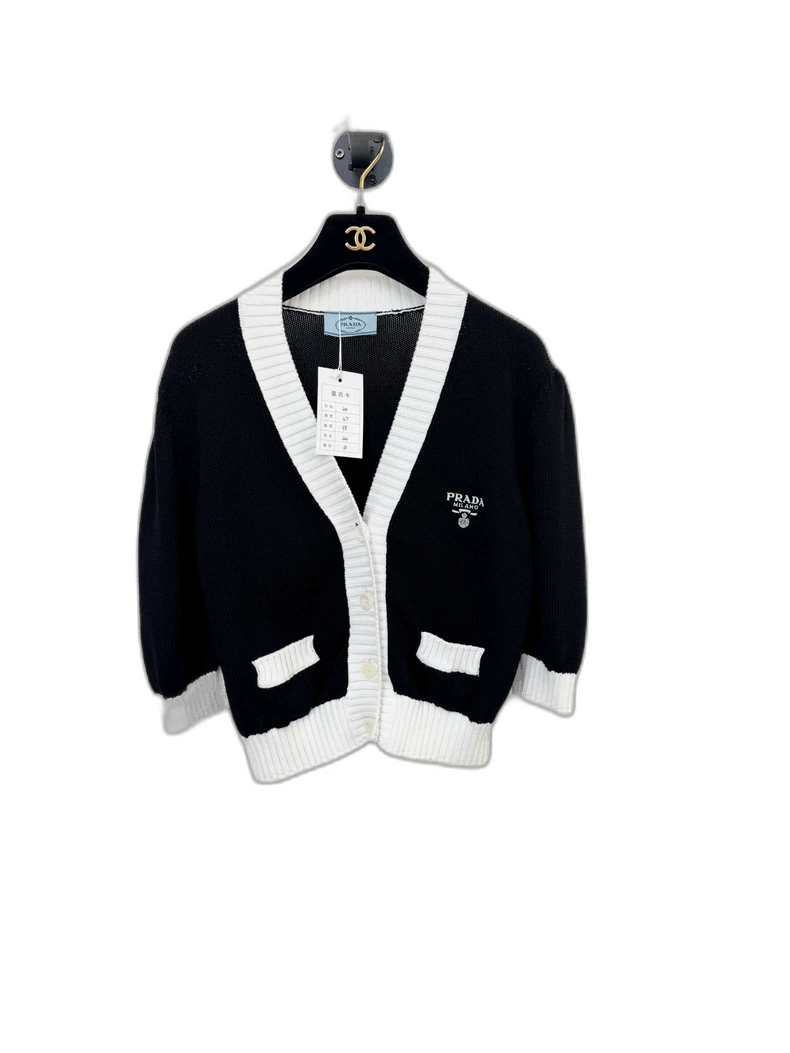 Prada Prada Knitted Cardigan with White Trim-2506 Size M / US 6-8 / IT 42-44 - 1 Thumbnail