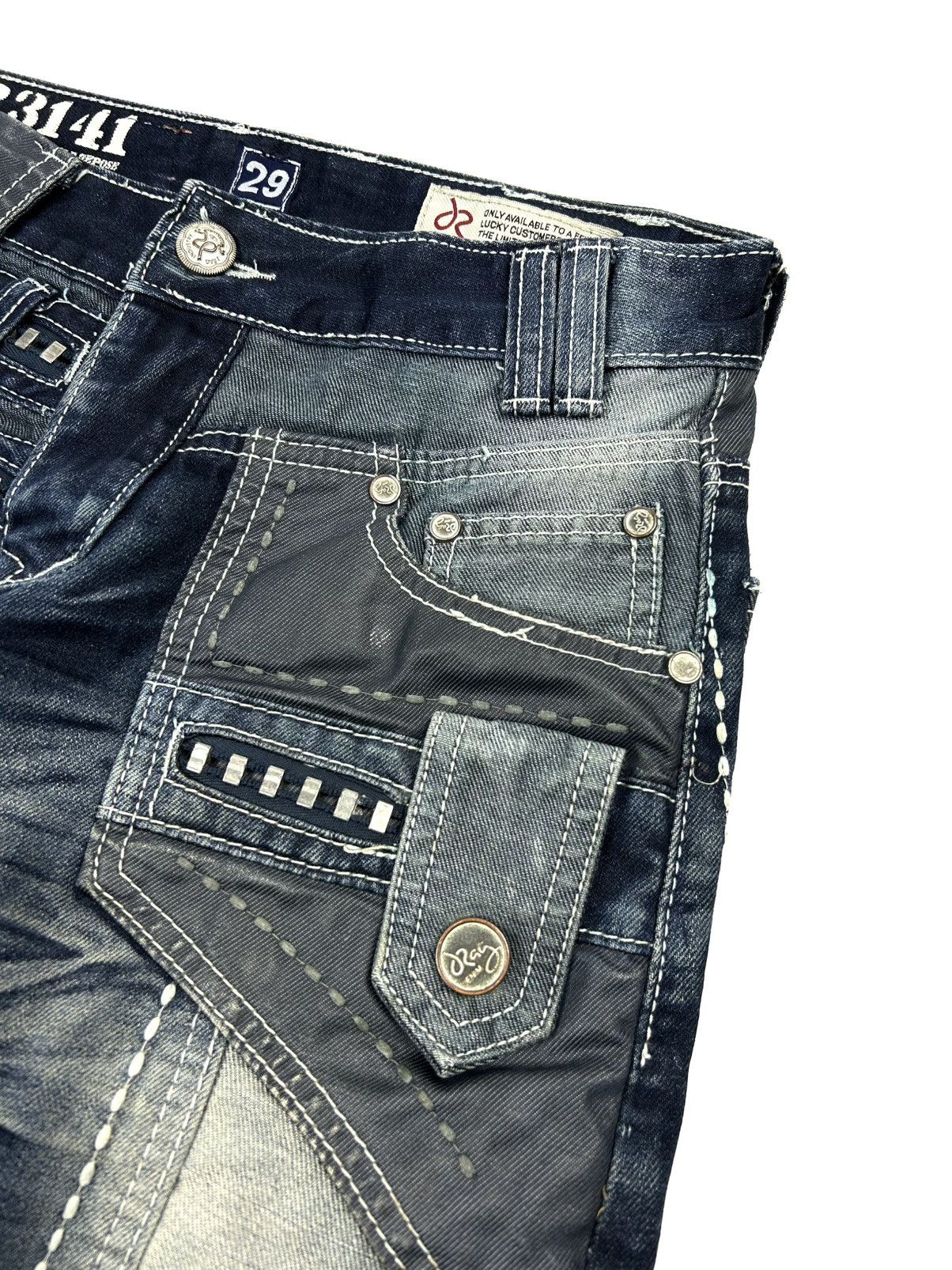 Japanese Brand J RAG Avant-Garde Japanese Jeans Multi-Pocket Navy Denim Y2K Size US 29 - 10 Thumbnail