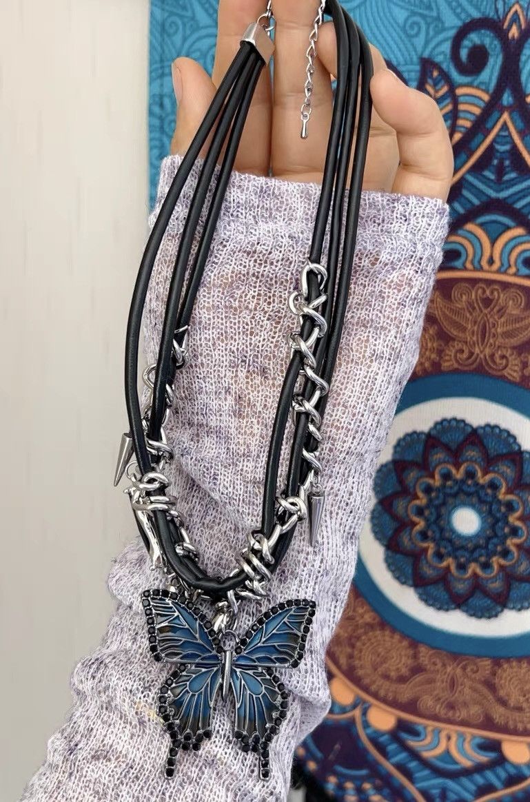 Japanese Brand × Jewelry Retro streetwear punk huge butterfly spike choker necklace Size ONE SIZE - 4 Thumbnail