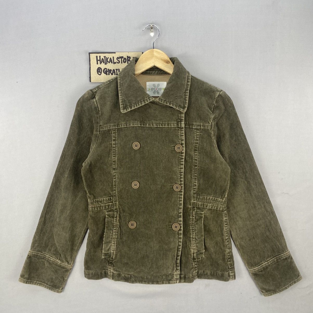 Japanese Brand ARW Corduroy Double Breasted Jacket Olive Green Japan Size XS / US 0-2 / IT 36-38 - 1 Thumbnail