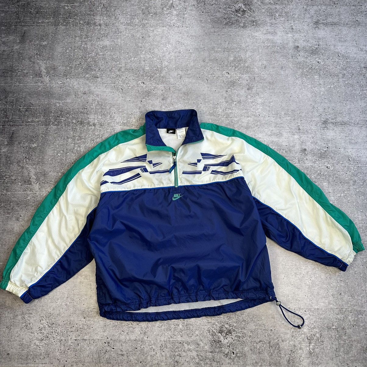 Nike × Vintage Vintage Nike Anorak Jacket Center Logo Oversize 90s Nylon Size US XL / EU 56 / 4 - 1 Thumbnail