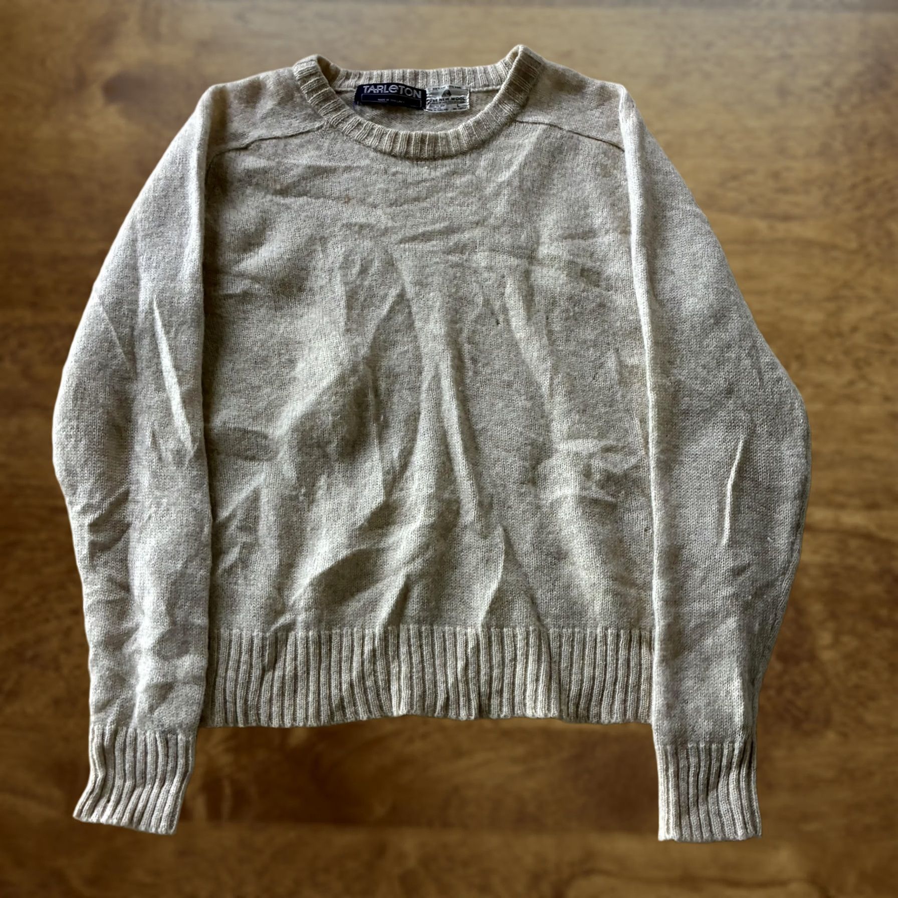 Vintage Vintage Tarleton Shetland Wool Sweater Mens Large Beige Tight Knit Size US L / EU 52-54 / 3 - 1 Thumbnail