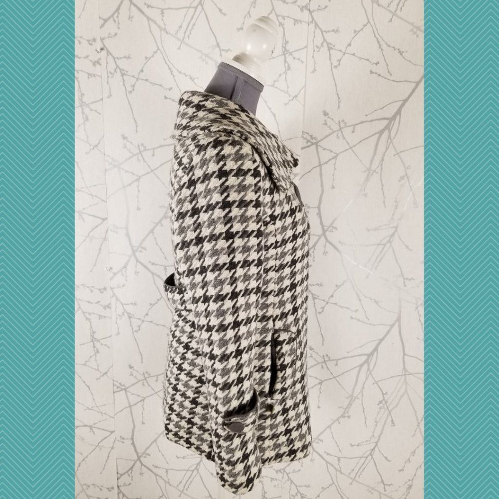 Soia & Kyo Soia & Kyo White Houdstooth Wool Blend Peacoat Size L / US 10 / IT 46 - 5 Thumbnail