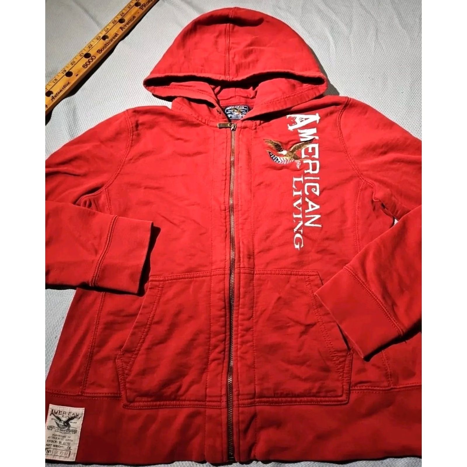 American Eagle Outfitters VINTAGE American Eagle Hoodie Mens Large Red Spellout Full Zip Embroidered Y2K Size US L / EU 52-54 / 3 - 4 Thumbnail