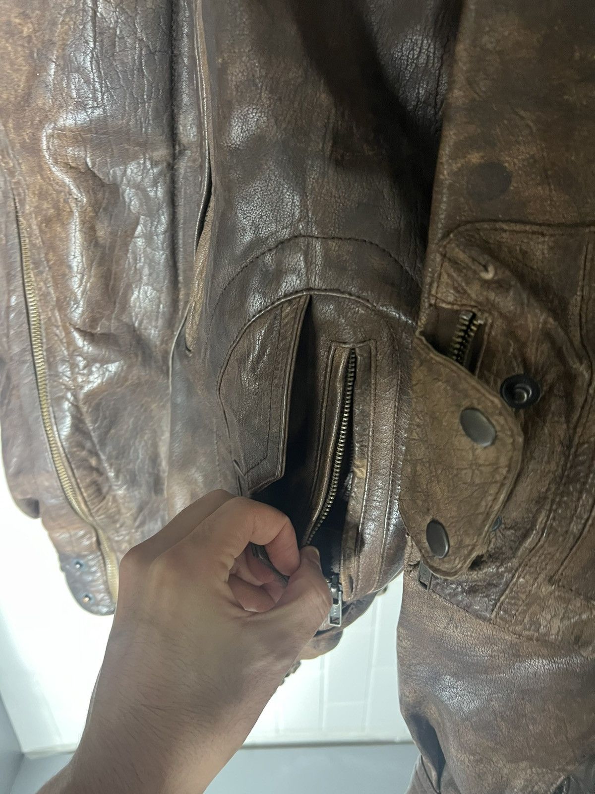 Genuine Leather VINTAGE GENUINE LEATHER BOMBER JACKET MOTORCYCLE RETRO 90s Size US M / EU 48-50 / 2 - 13 Thumbnail