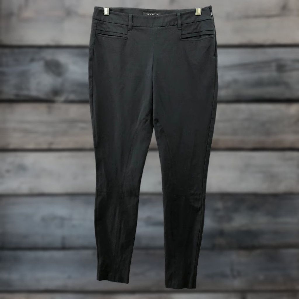 Theory Theory Womens Low Rise Skinny Dress Pants 6 Black Nylon Stretch Side Zip Trouser Size 28" / US 6 / IT 42 - 1 Thumbnail