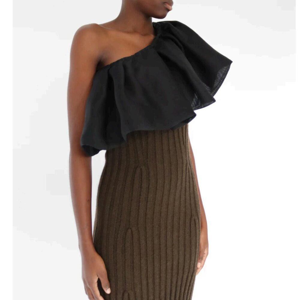 Lanvin Lanvin Alber Elbaz Winter 2011 One Shoulder Dress KNIT Wool Size S / US 4 / IT 40 - 2 Thumbnail