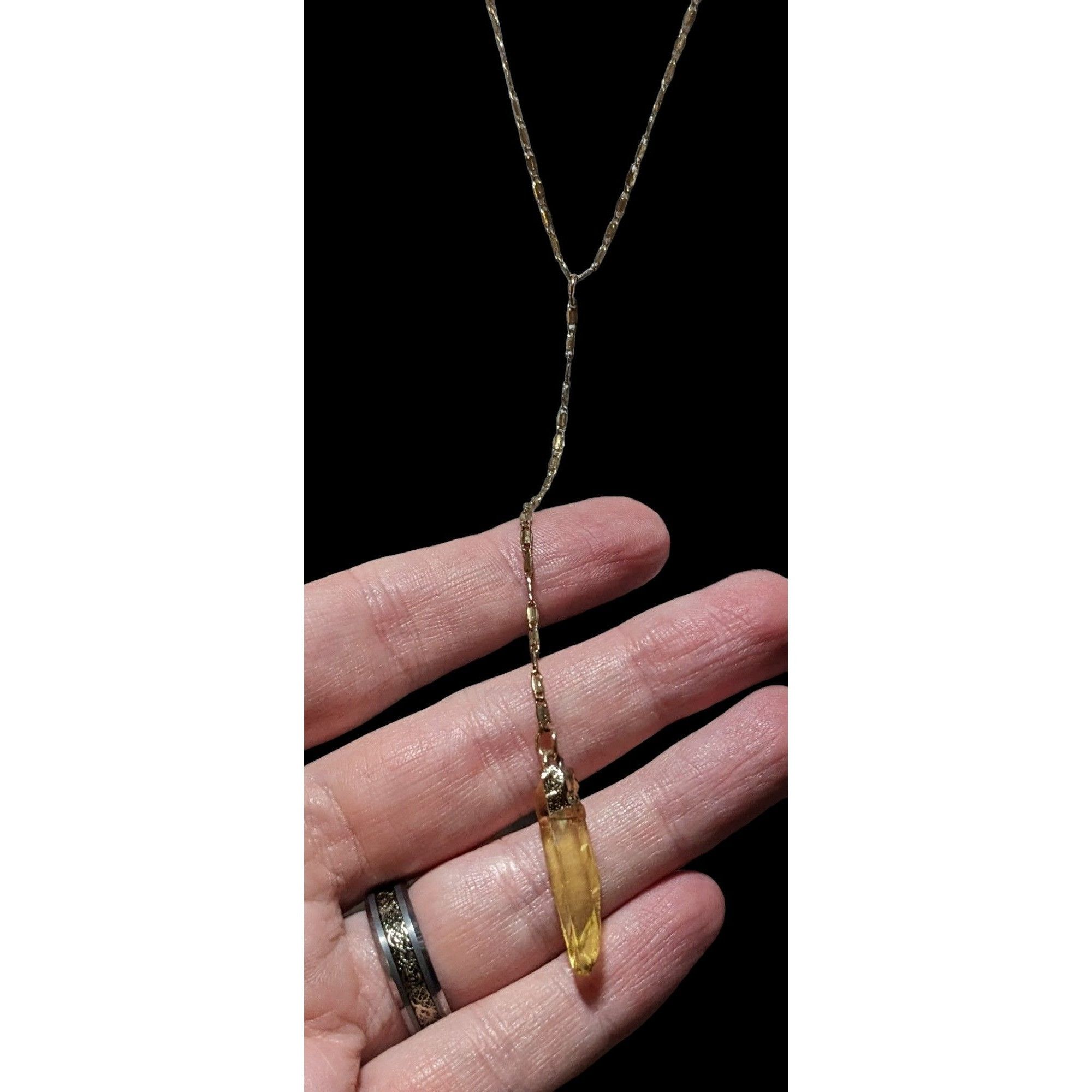 Other Yellow Crystal Pendant Gold Lariat Necklace Size ONE SIZE - 3 Thumbnail