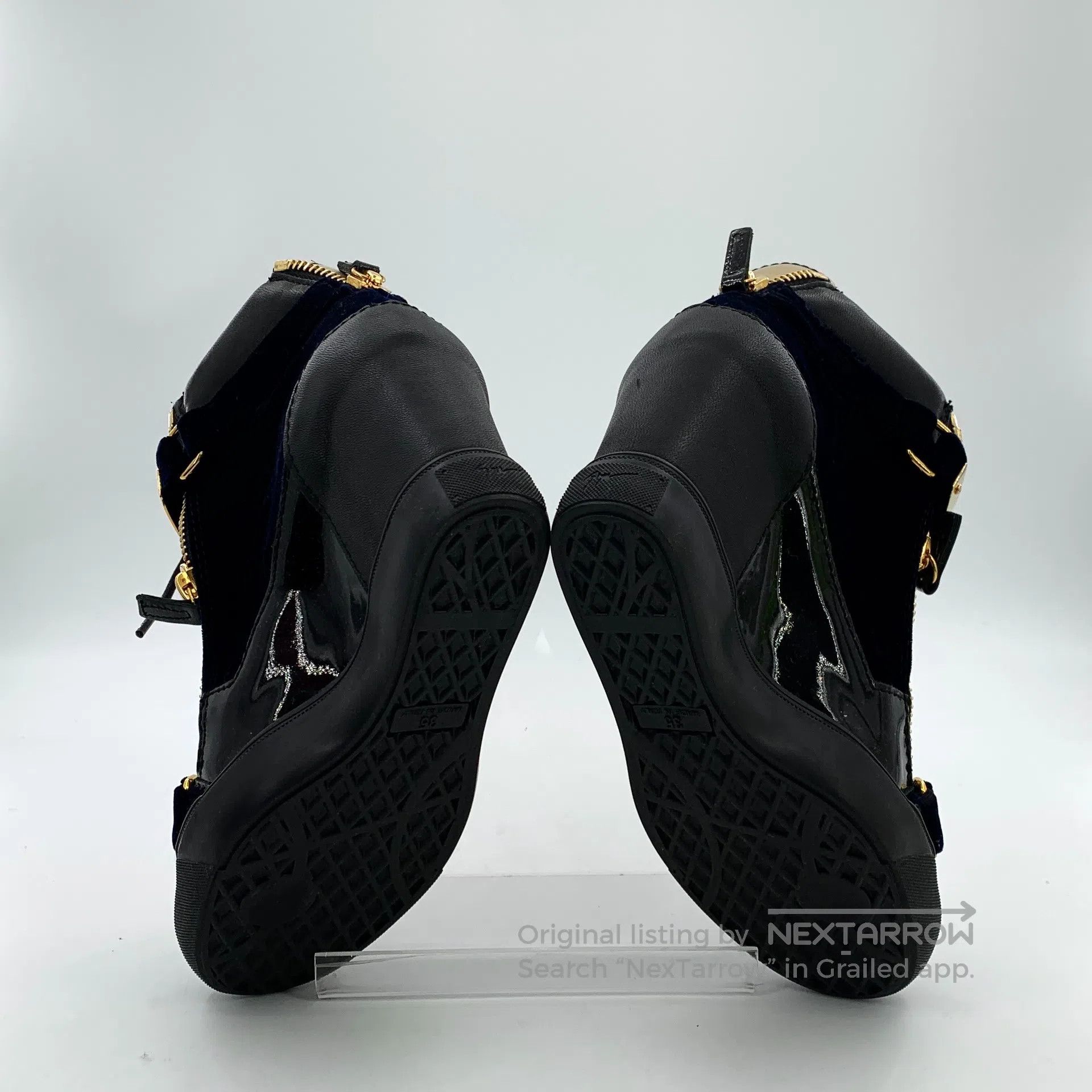 Giuseppe Zanotti Giuseppe Zanotti Black velvet double zipper design lace-up Size US 4.5 / IT 34.5 - 5 Thumbnail