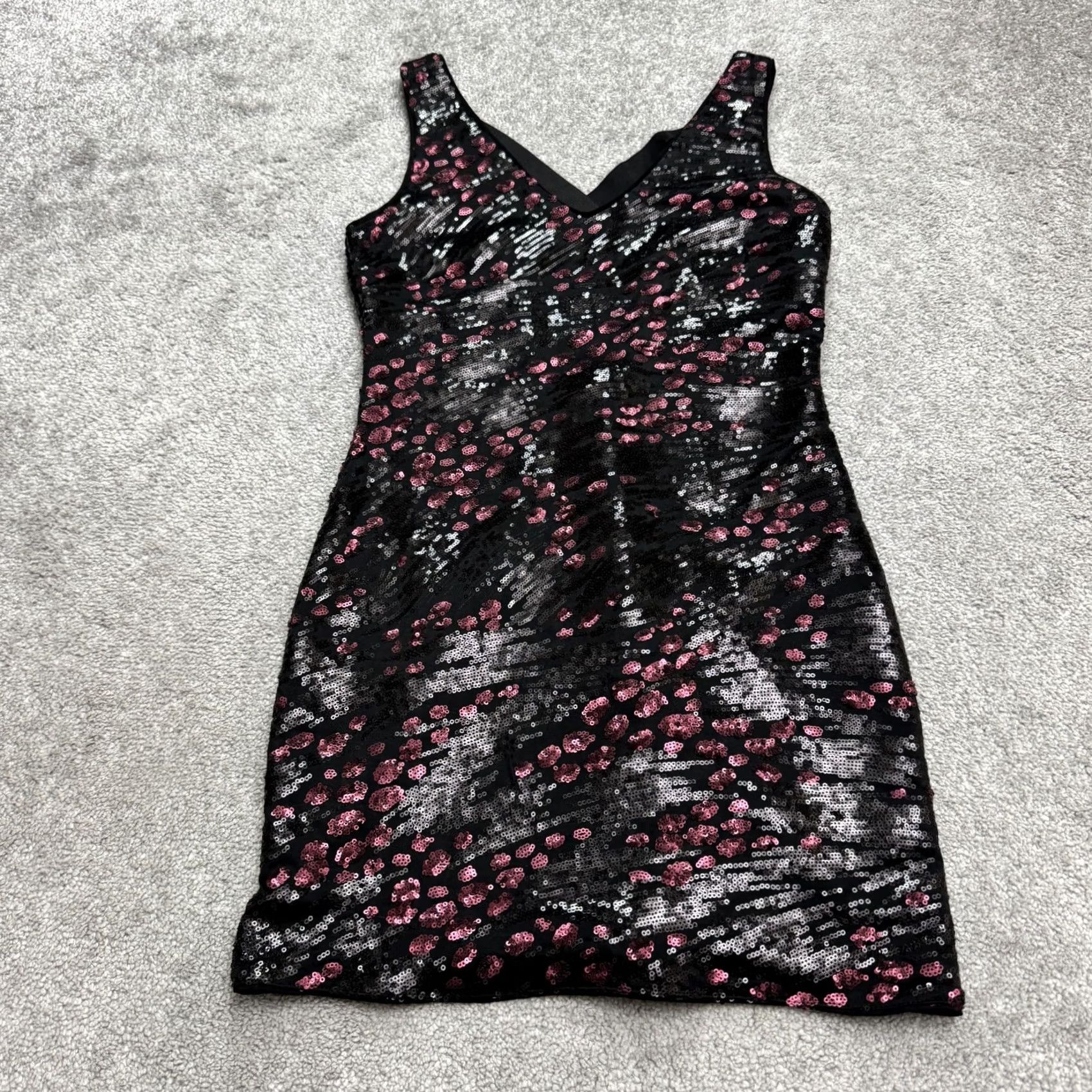 Superdry ASTR The Label Sequin Embellished Bodycon Mini Dress Womens Medium Pink Silver Size XS / US 0-2 / IT 36-38 - 2 Thumbnail