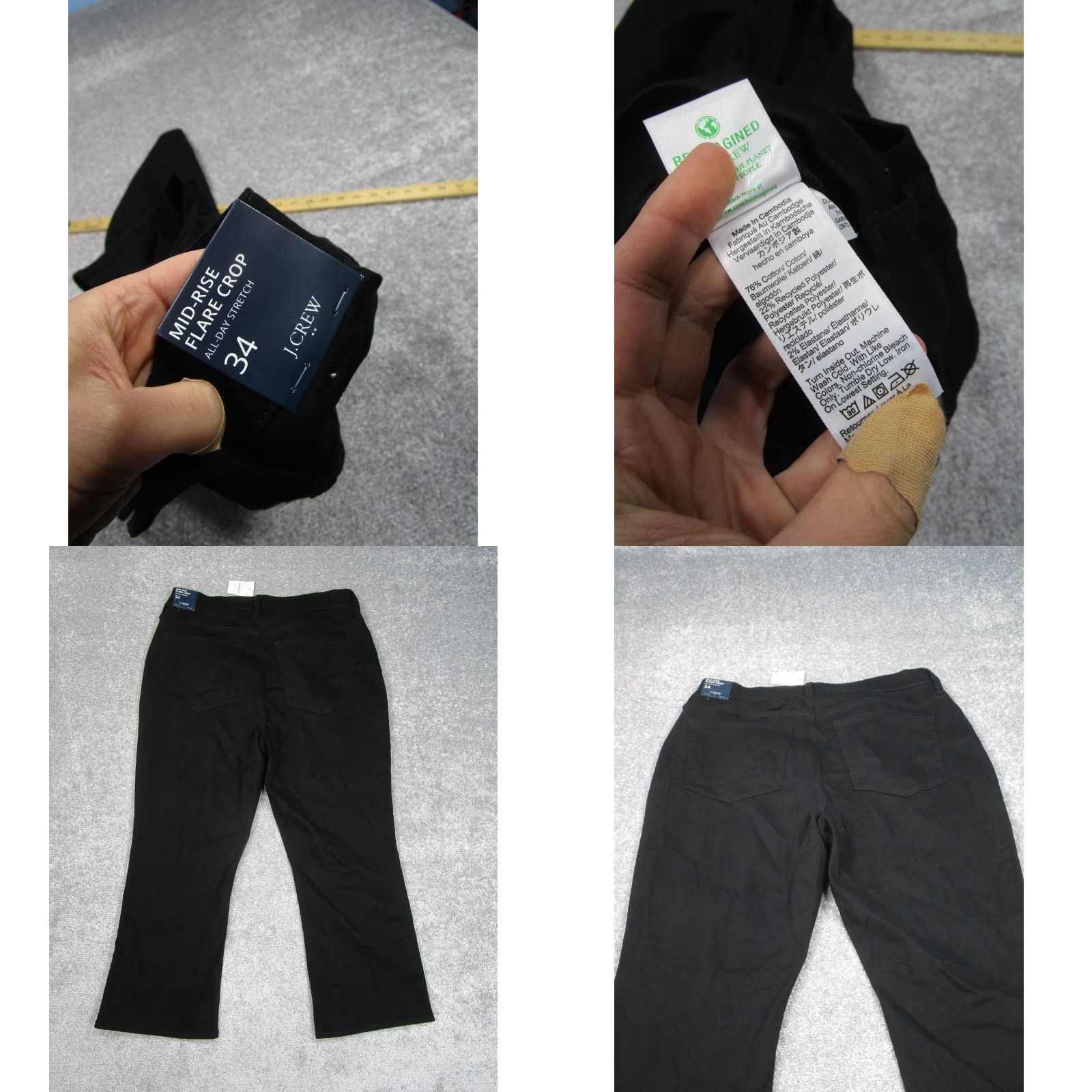 J.Crew J. Crew Jeans Womens 34 Flare Crop Black Denim NEW Size 24" / US 00 / IT 34 - 8 Thumbnail