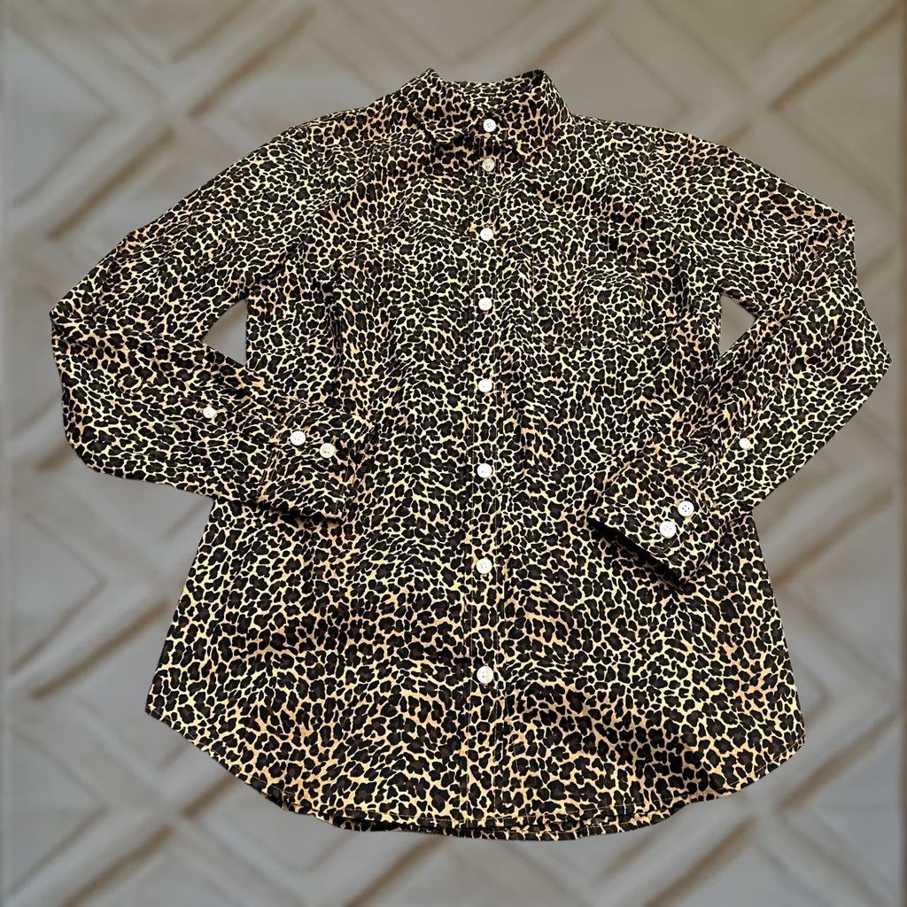 J.Crew VINTAGE J. Crew Leopard Button Down Shirt Womens XXS Brown Animal Print Long Sleeve Top Size XXS / US 00 / IT 34 - 1 Thumbnail