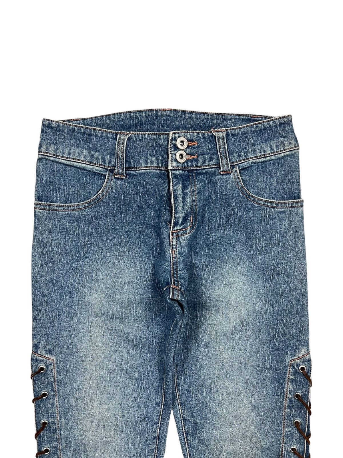 Japanese Brand Lace up Flare Denim Pants Size US 27 - 2 Thumbnail