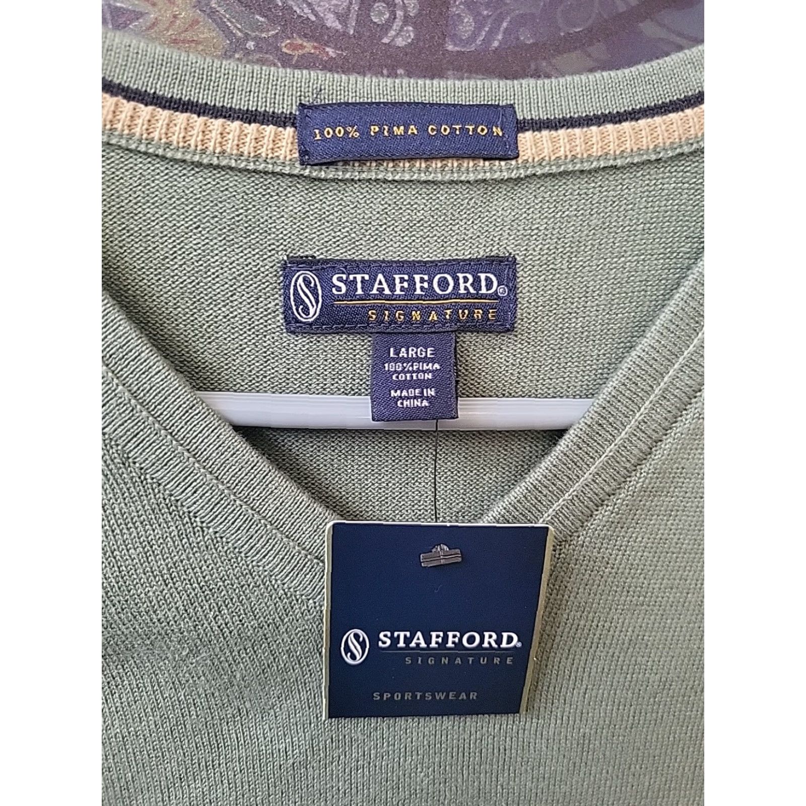 Stafford Stafford Vest L Green Golf NWT Men Sleeveless V-Neck Pima Cotton Size US L / EU 52-54 / 3 - 2 Thumbnail