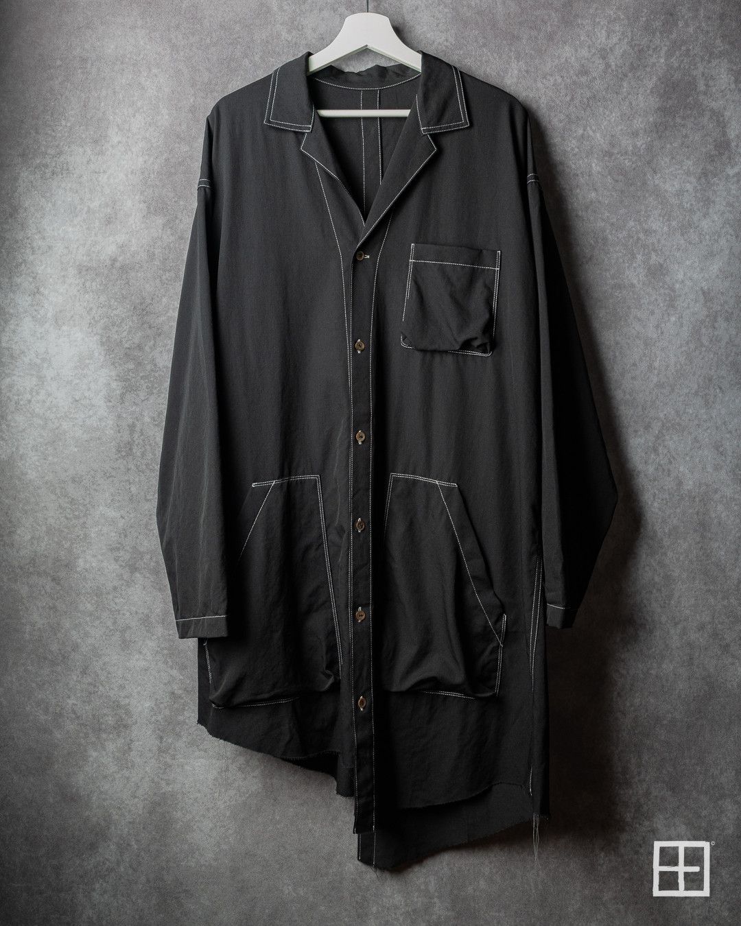 Sulvam Sulvam SS19 Runway Asymmetric Wool Gabardine Overshirt Size US M / EU 48-50 / 2 - 1 Thumbnail