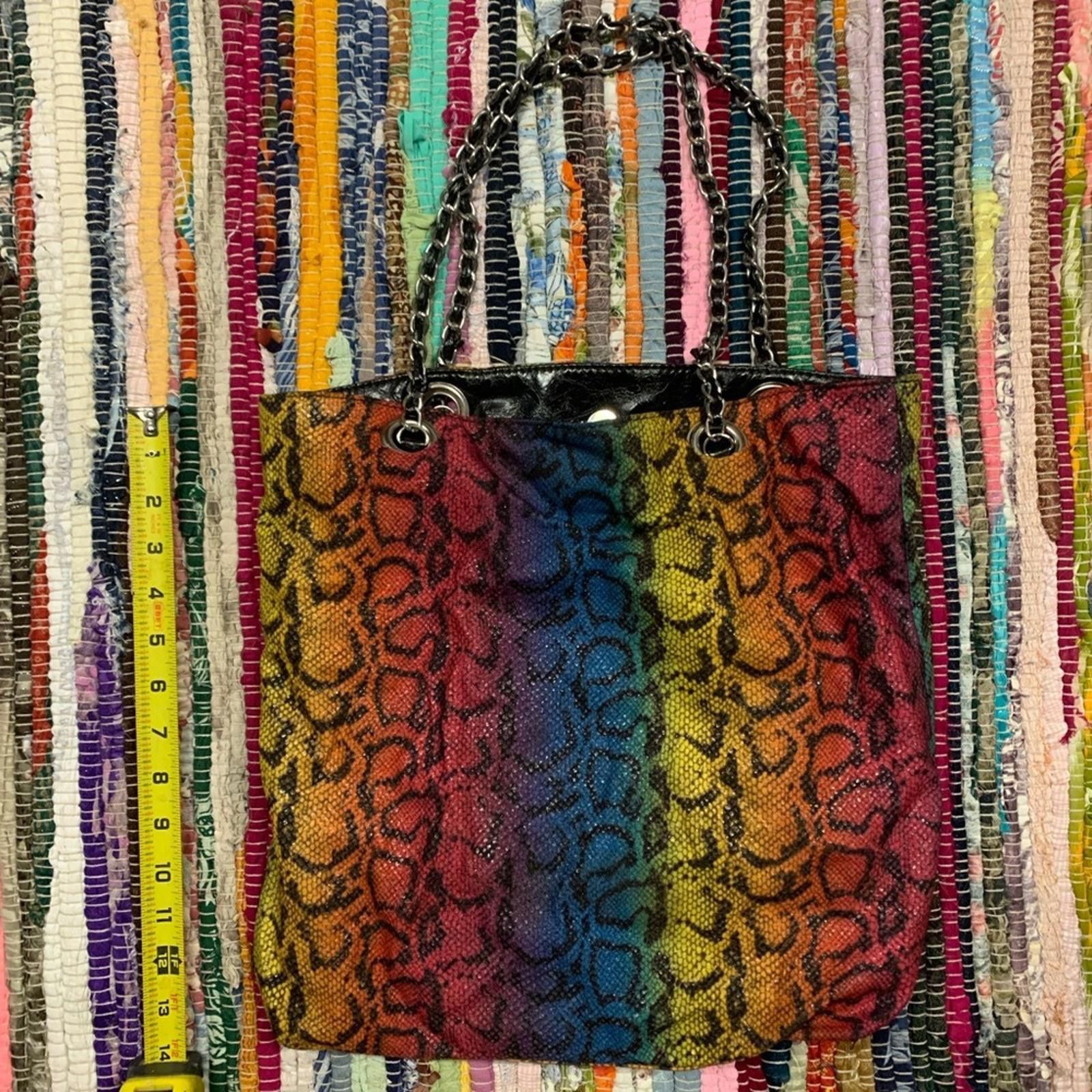 Designer Multicolor Snake Print Tote Bag Size ONE SIZE - 1 Thumbnail