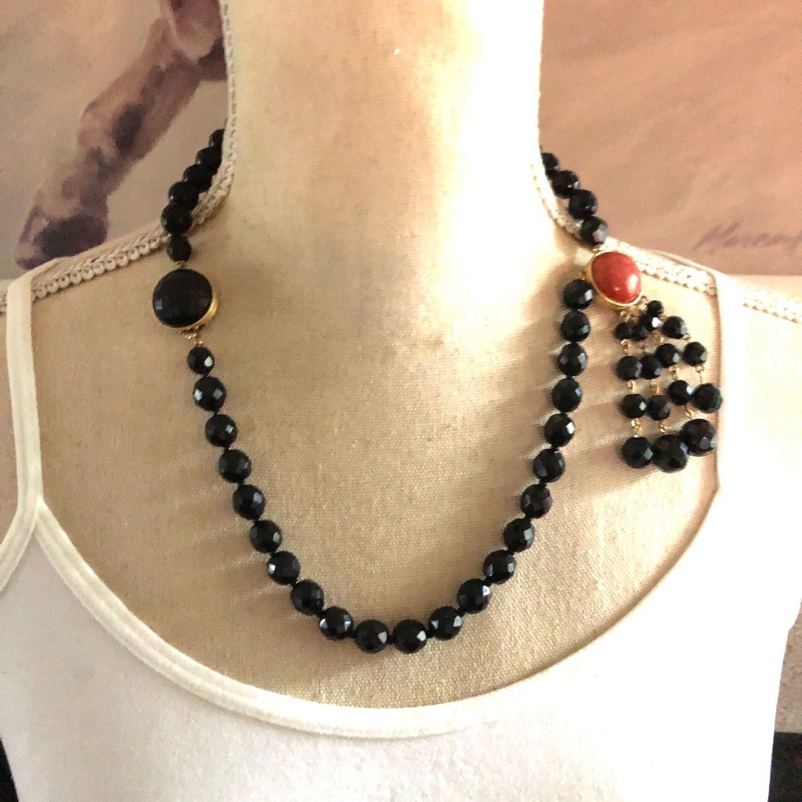 Vintage Vintage faceted glass bead versatile fringe necklace Size ONE SIZE - 2 Thumbnail
