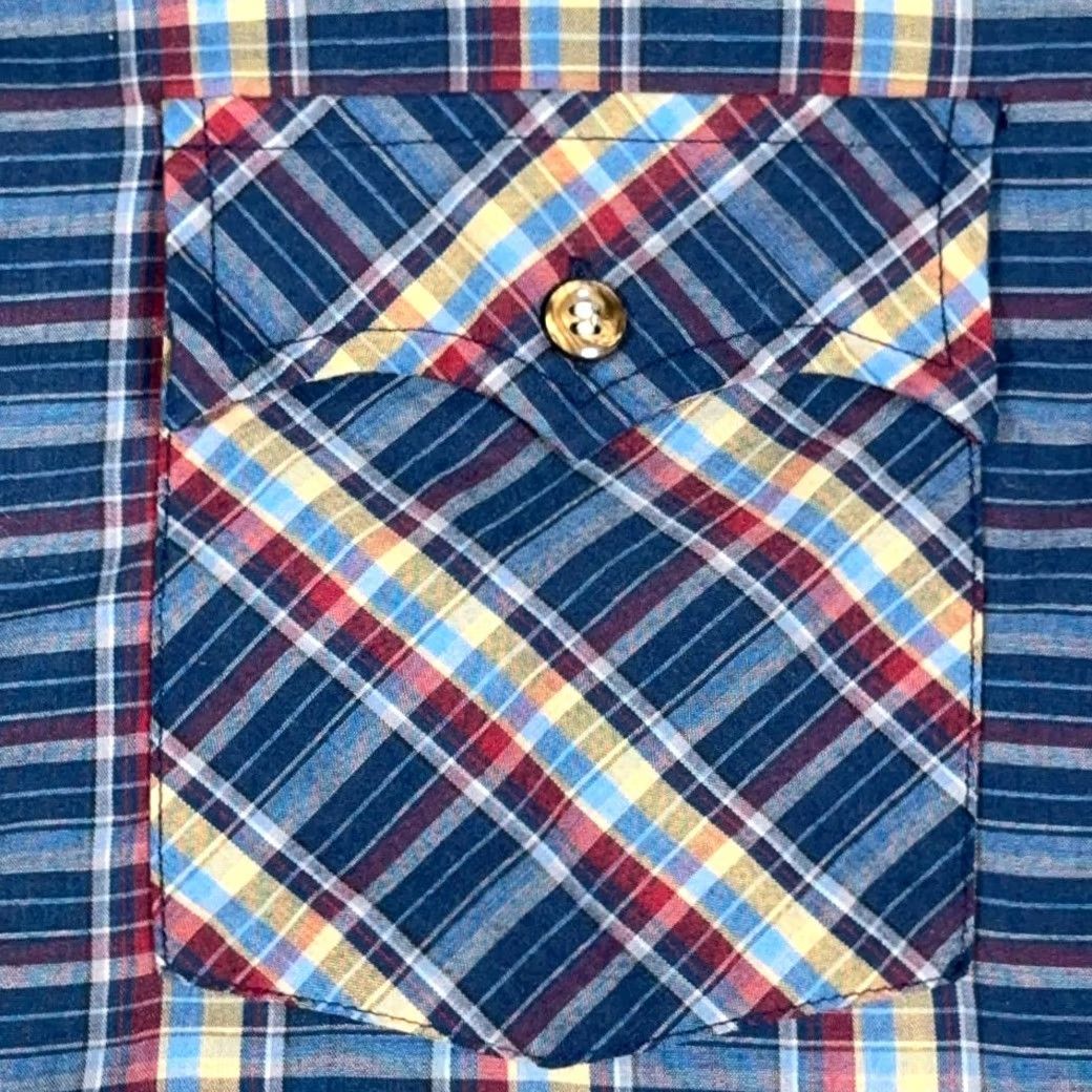 Rainbow VINTAGE Kingsport Shirt Adult MEDIUM Blue Plaid Button-Down 80s Size US M / EU 48-50 / 2 - 5 Thumbnail