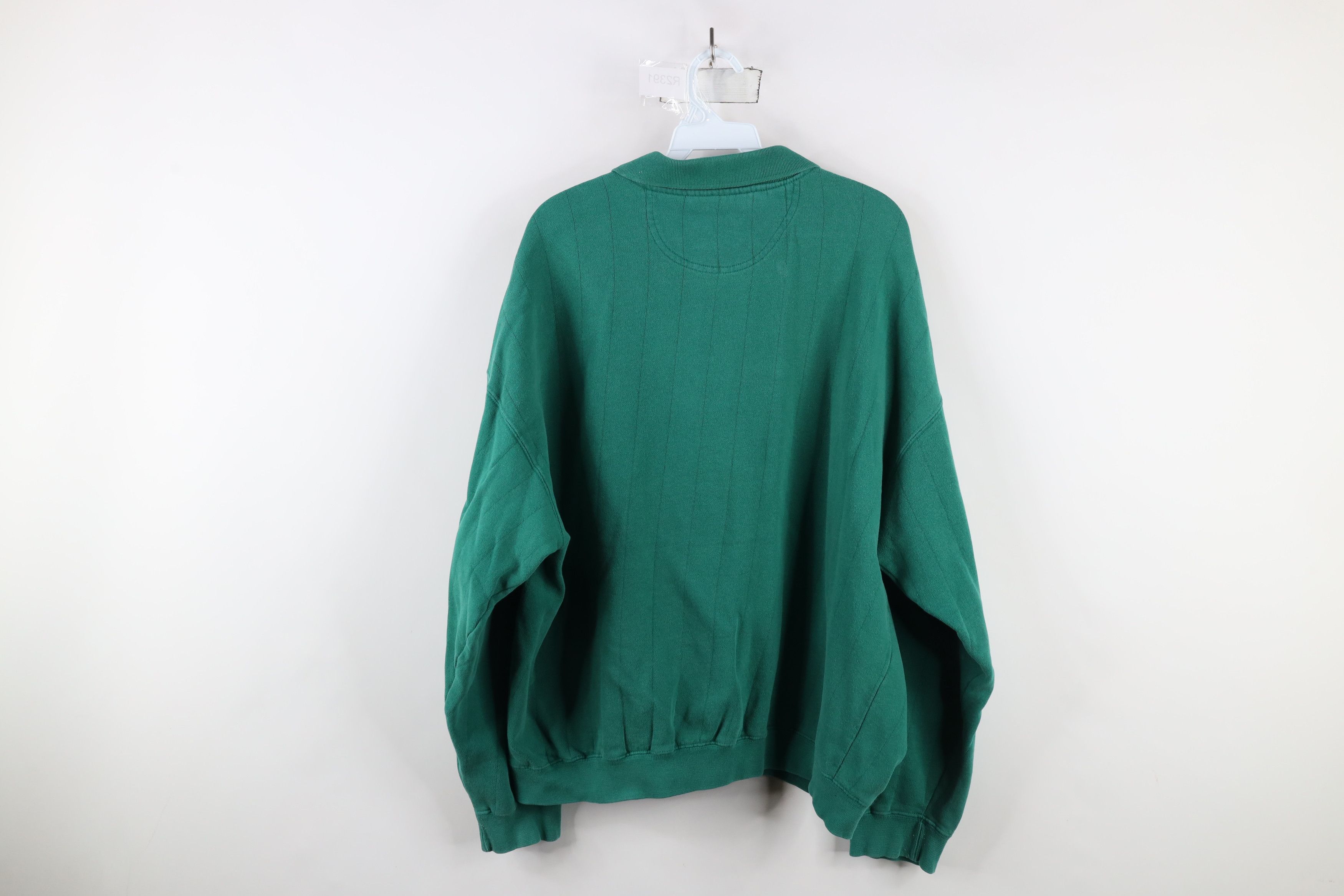 Vintage Vintage 90s Streetwear Collared Pullover Sweatshirt Green Size US XL / EU 56 / 4 - 11 Thumbnail