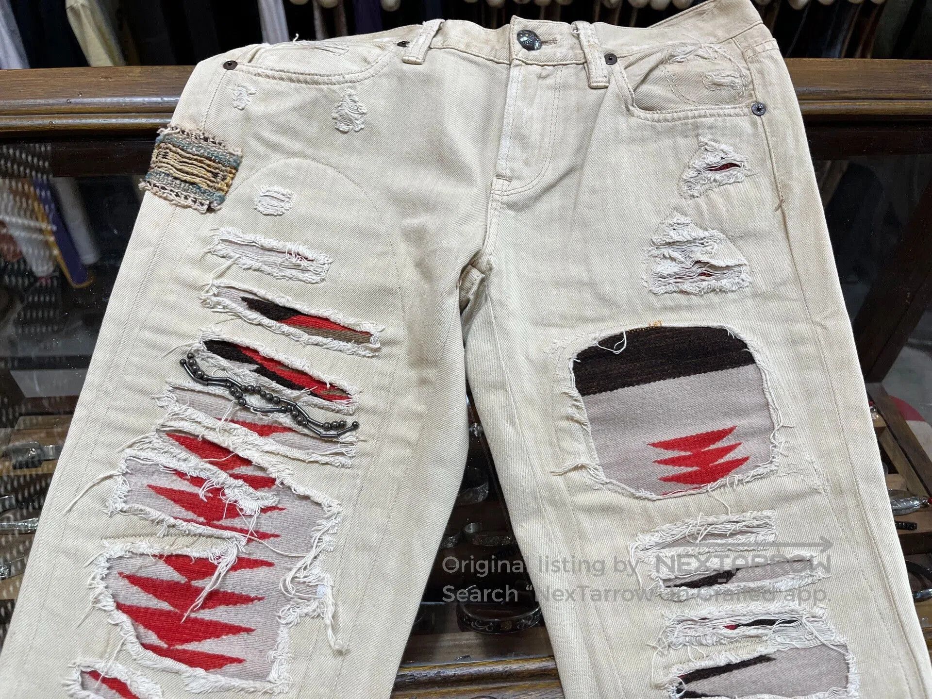 RRL Ralph Lauren distressed cream denim pants by ralph lauren. Size 26" / US 2 / IT 38 - 4 Thumbnail