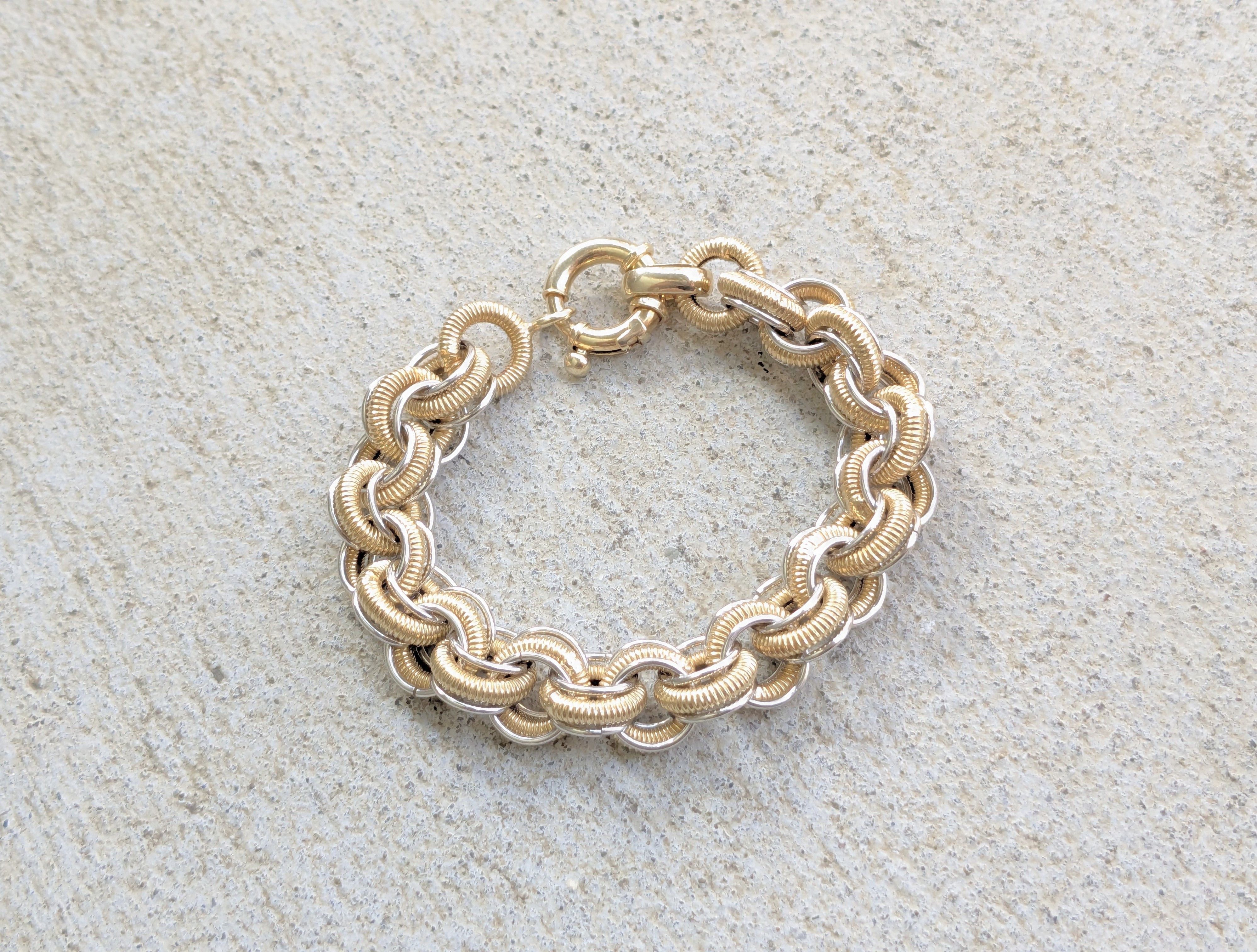 Sterling Silver Milor Sterling Silver Bracelet Round Vermeil Gold Plated 7.5 Size ONE SIZE - 1 Thumbnail