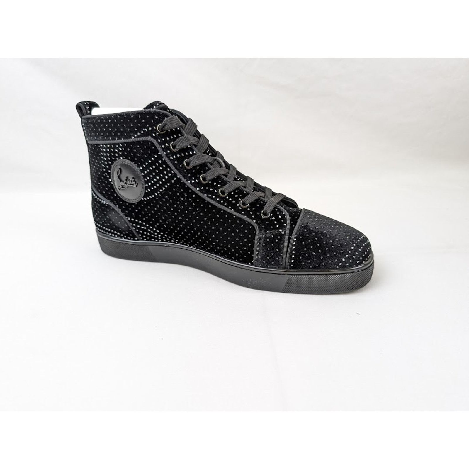 Christian Louboutin o1rshd1 Louis Orlato Flat Hi-Top Sneakers in Black/Silver Size US 11 / EU 44 - 1 Thumbnail
