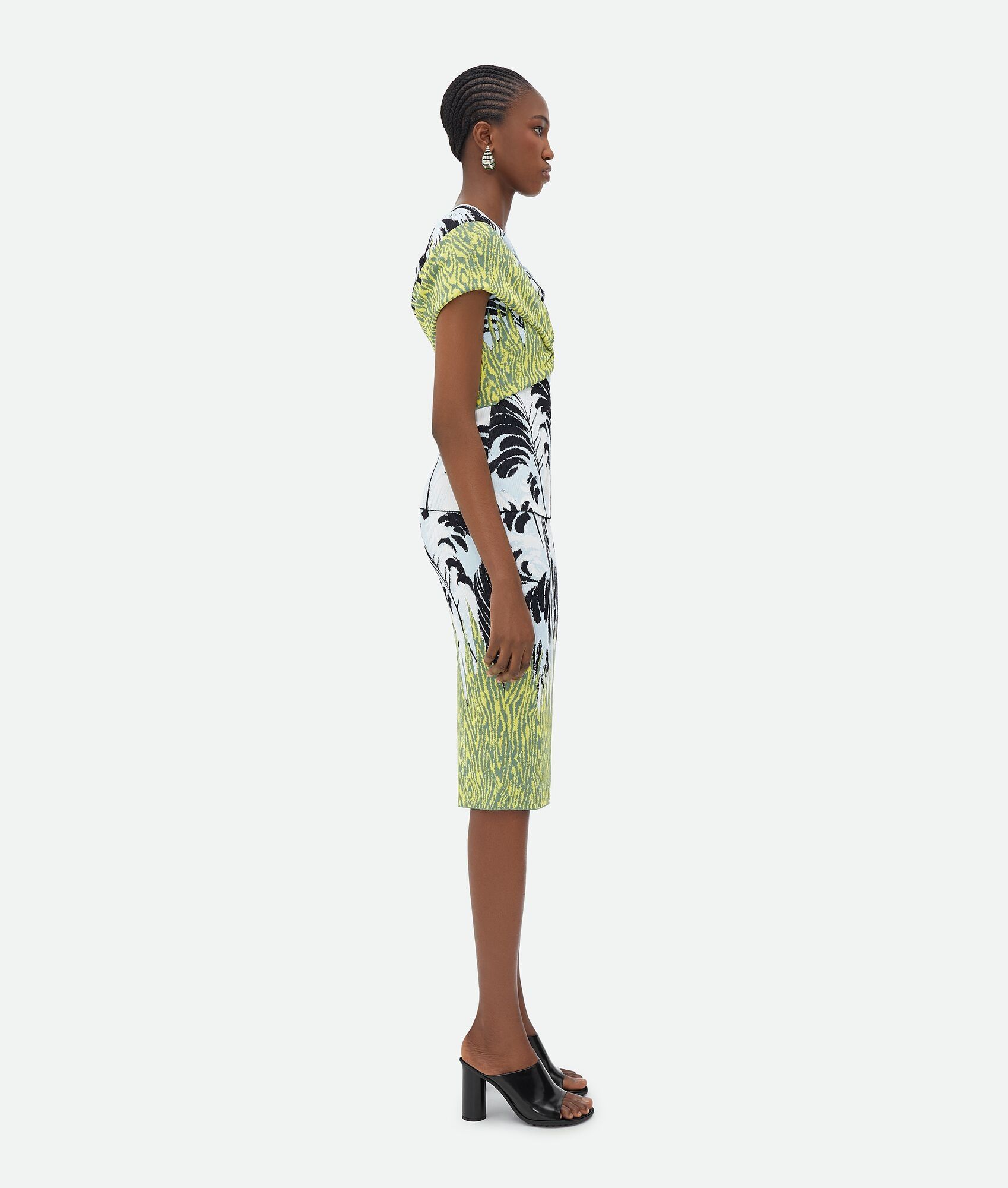 Bottega Veneta o1n1vont0325 Graphic Viscose Jacquard Top Dress Multicolor Size S / US 4 / IT 40 - 2 Thumbnail