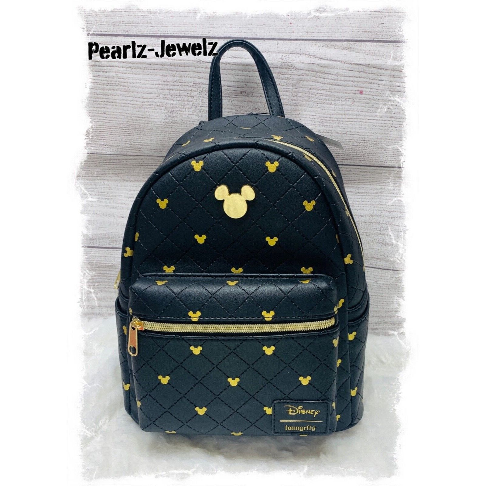 image of Loungefly Disney Mickey Mouse Quilted Black Aop Backpack, Women's