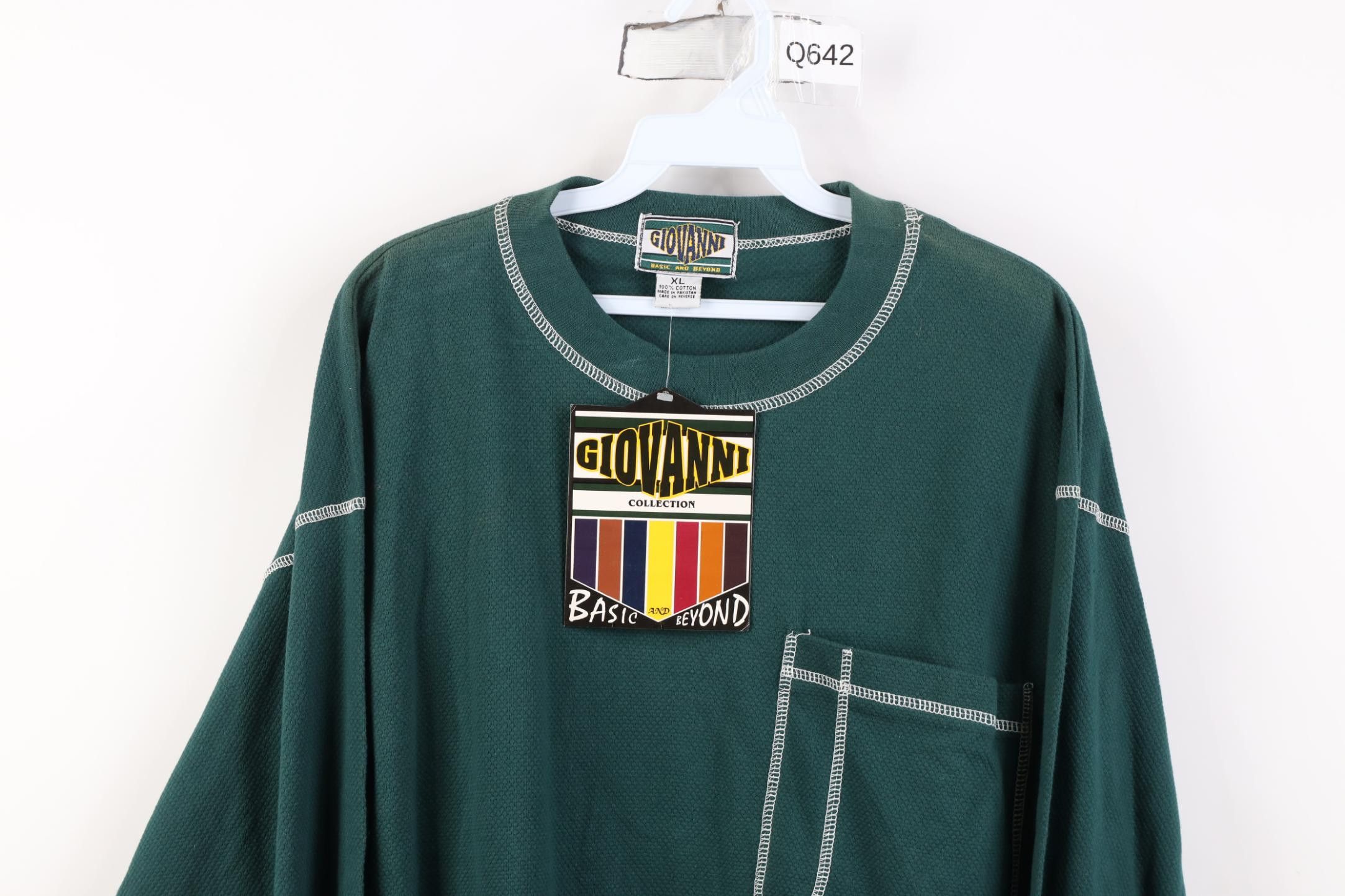 Vintage Deadstock Vintage 90s StreetwearThermal Knit T-Shirt Green Size US XL / EU 56 / 4 - 2 Thumbnail