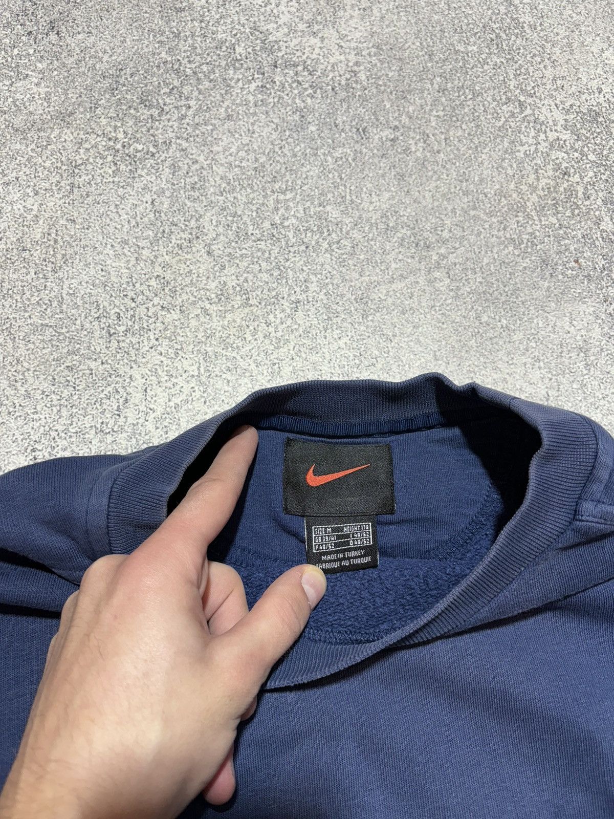 Nike × Vintage 90s Nike Vintage Blue Sweatshirt Drill Small Swoosh size M Size US M / EU 48-50 / 2 - 8 Thumbnail