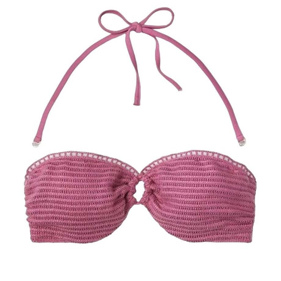 Other Shade & Shore - Women's Crochet Bandeau Bikini Top - Pink - Size ONE SIZE - 3 Thumbnail