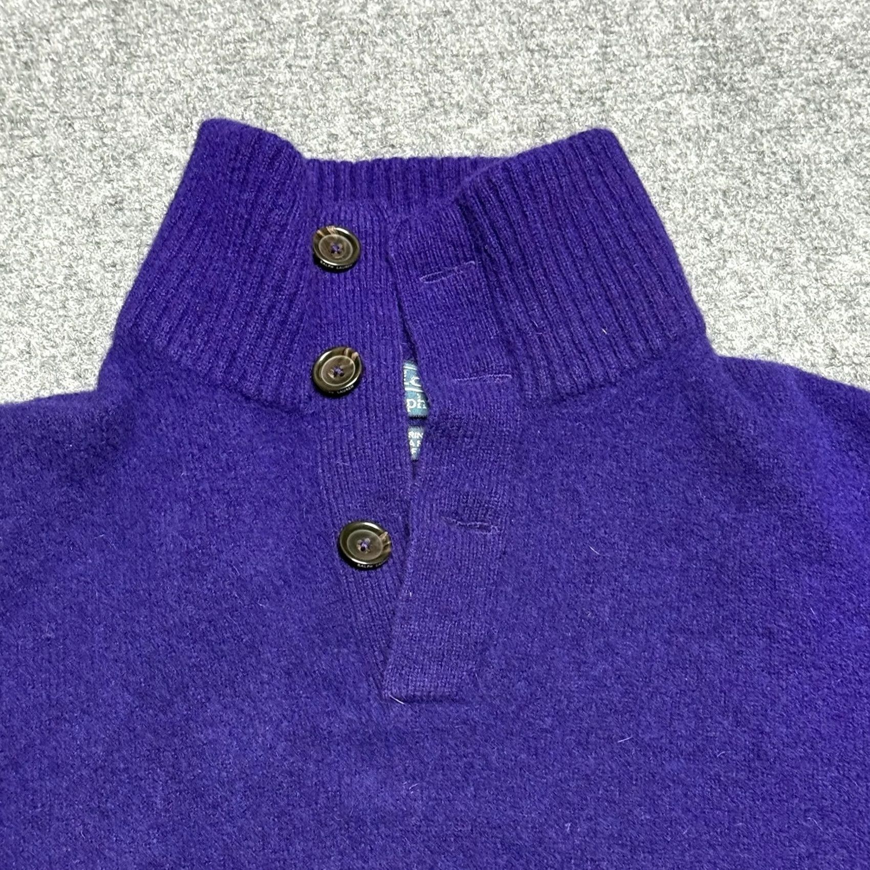 Ralph Lauren VINTAGE Ralph Lauren Sweater Shirt Men M Purple Merino Wool Angora Shawl Collar Pullover 90s Classic Preppy Size US M / EU 48-50 / 2 - 2 Thumbnail